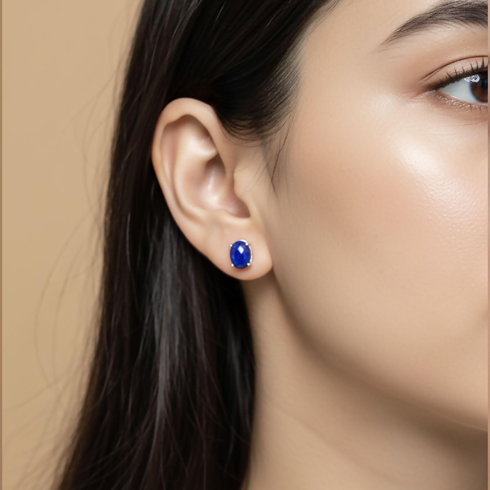 naturales múlti Piedras preciosas 7x9 mm Ovalado Plata de ley 925 Diseñador de moda Tachonar Aretes para mujeres Hombres Pendientes de botón hechos a mano Joyería de fiesta
