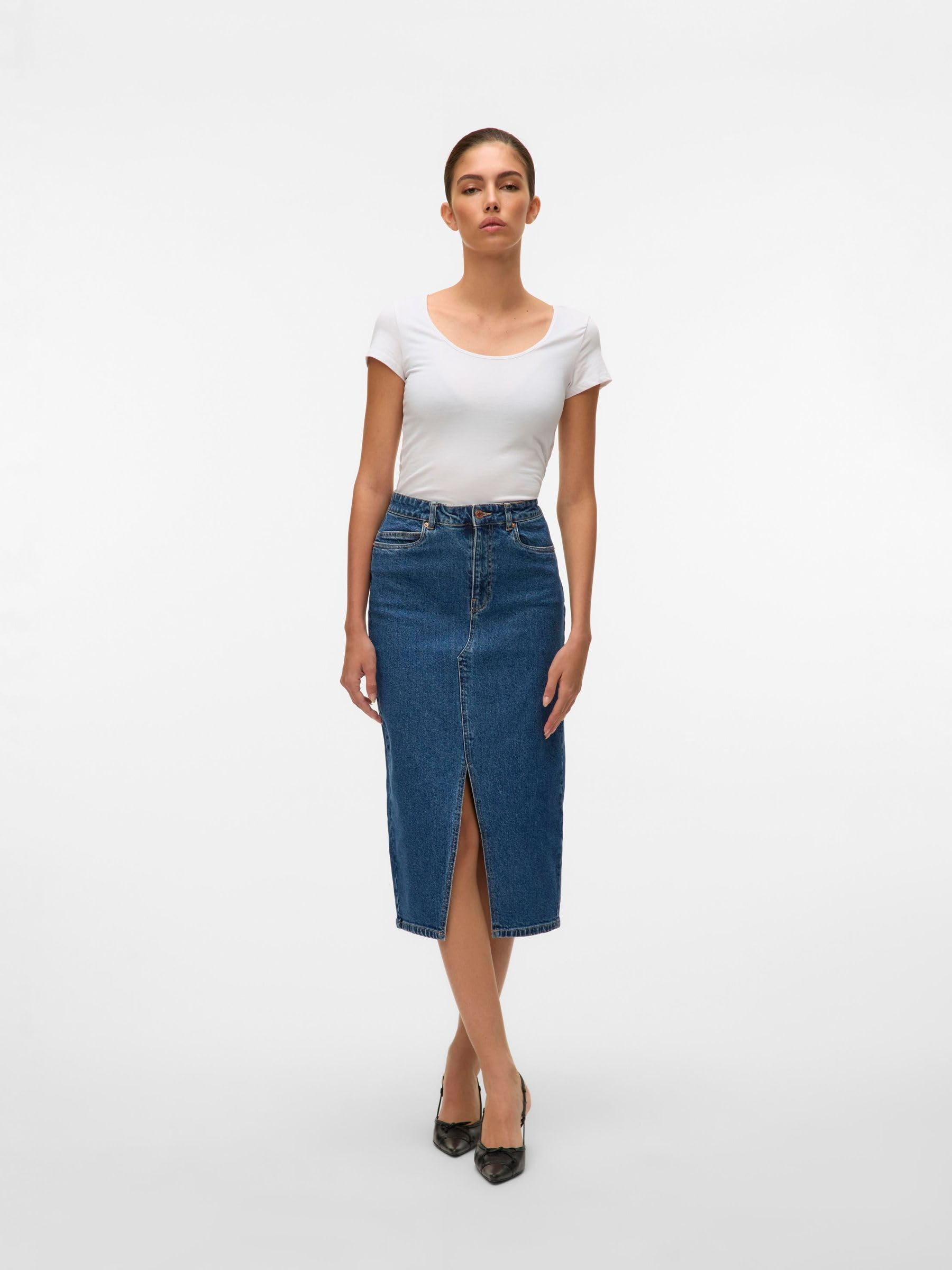 VERO MODA Denim Skirt VMVERI High Waist Midi Skirt