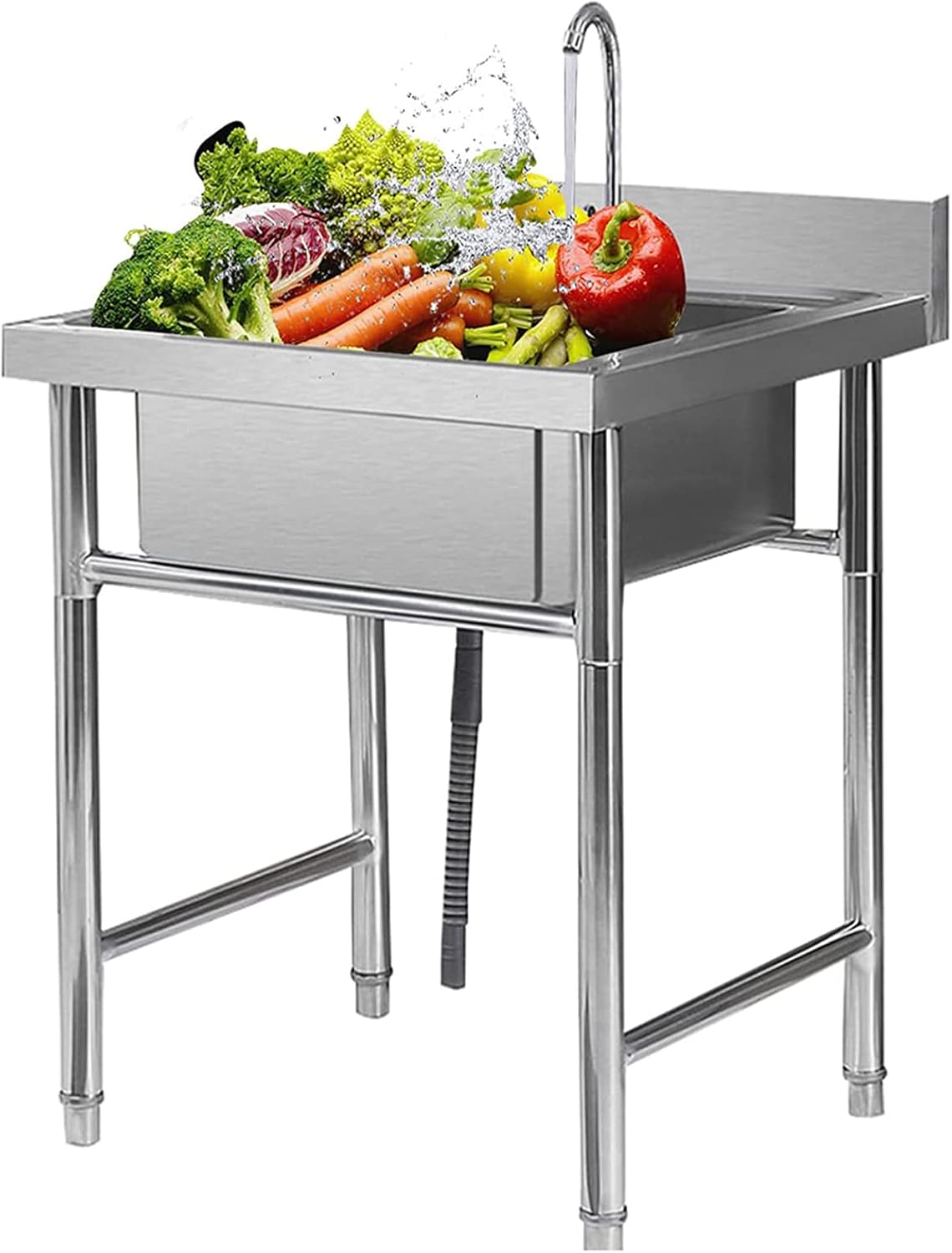 1 Compartment Commercial Kitchen Sink Free Standing 304