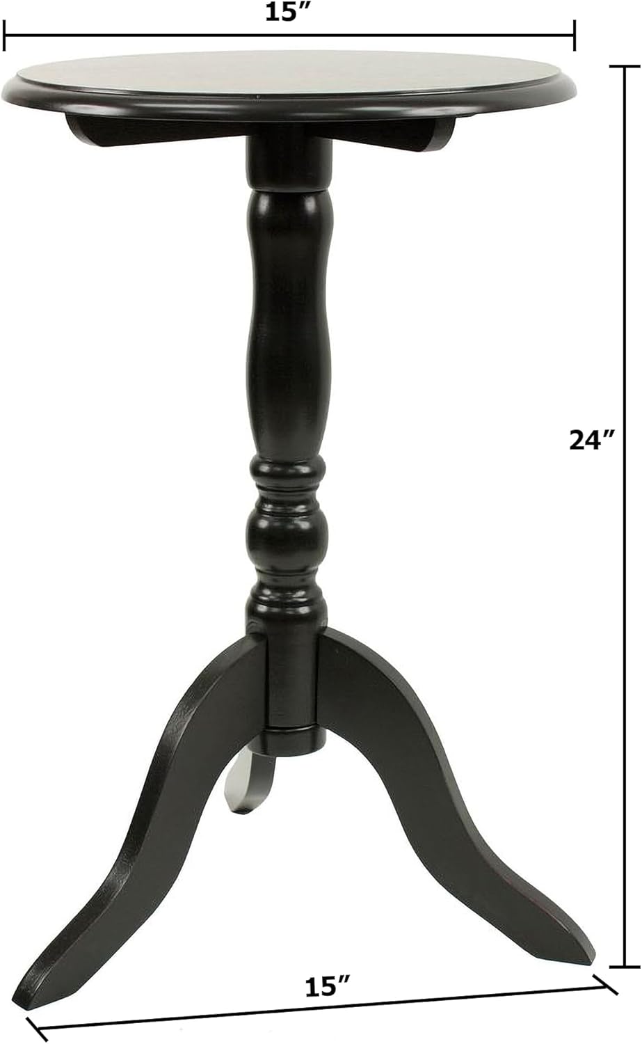 Decor Therapy Simplify Round Pedestal Accent Side Table, Chic & Compact MDF Furniture for Traditional Stylish Spaces - Black - (15" x 15" x 24")