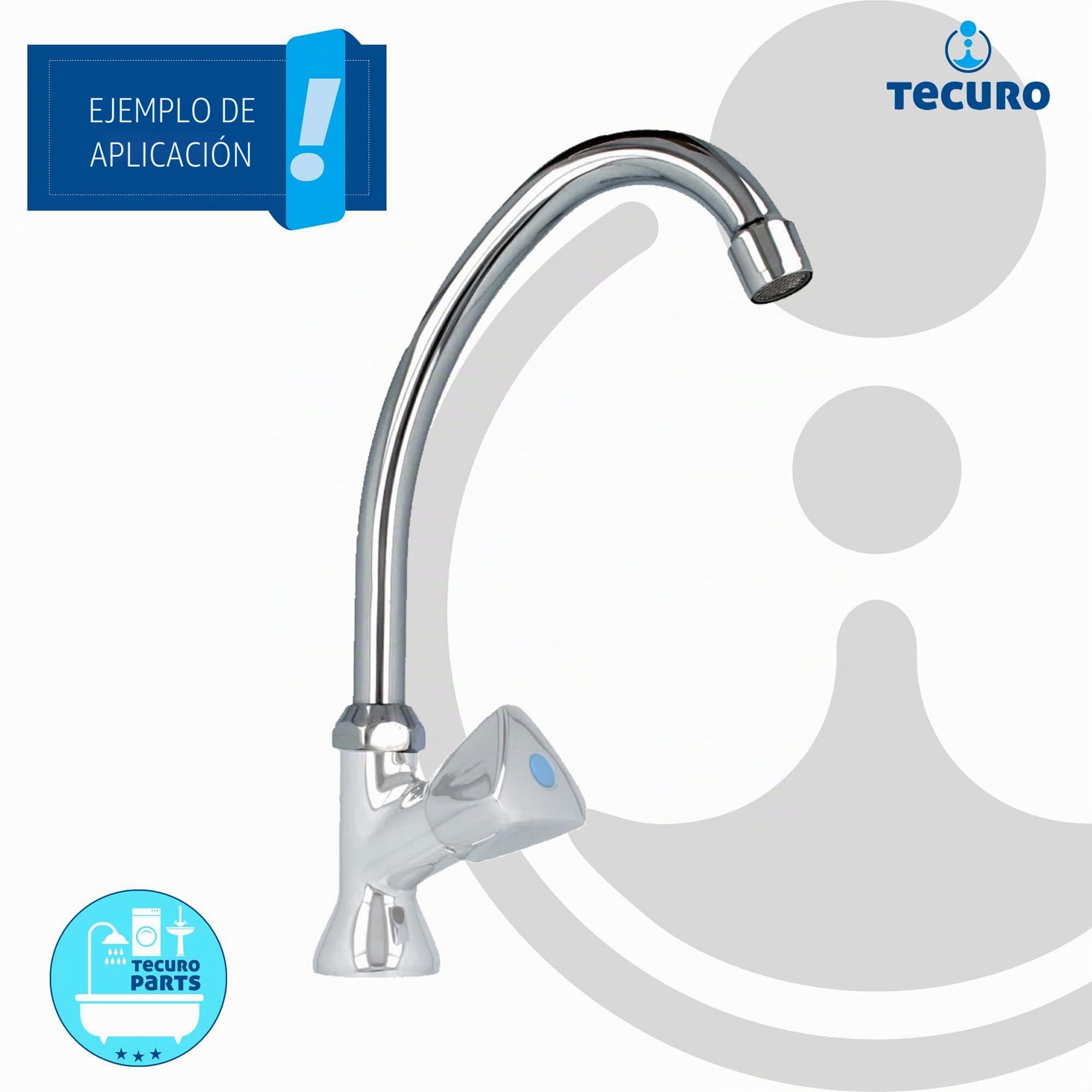 tecuro Caño universal HU para grifos de pie y pared, 130 mm de longitud, con boquilla mezcladora M22 de acero inoxidable cromado