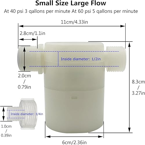 Miniatura 26 de Válvula de flotador de agua, control de nivel de agua, tanque de agua, válvula de flotador tradicional, 2 piezas (1/2 pulgada, entrada lateral)