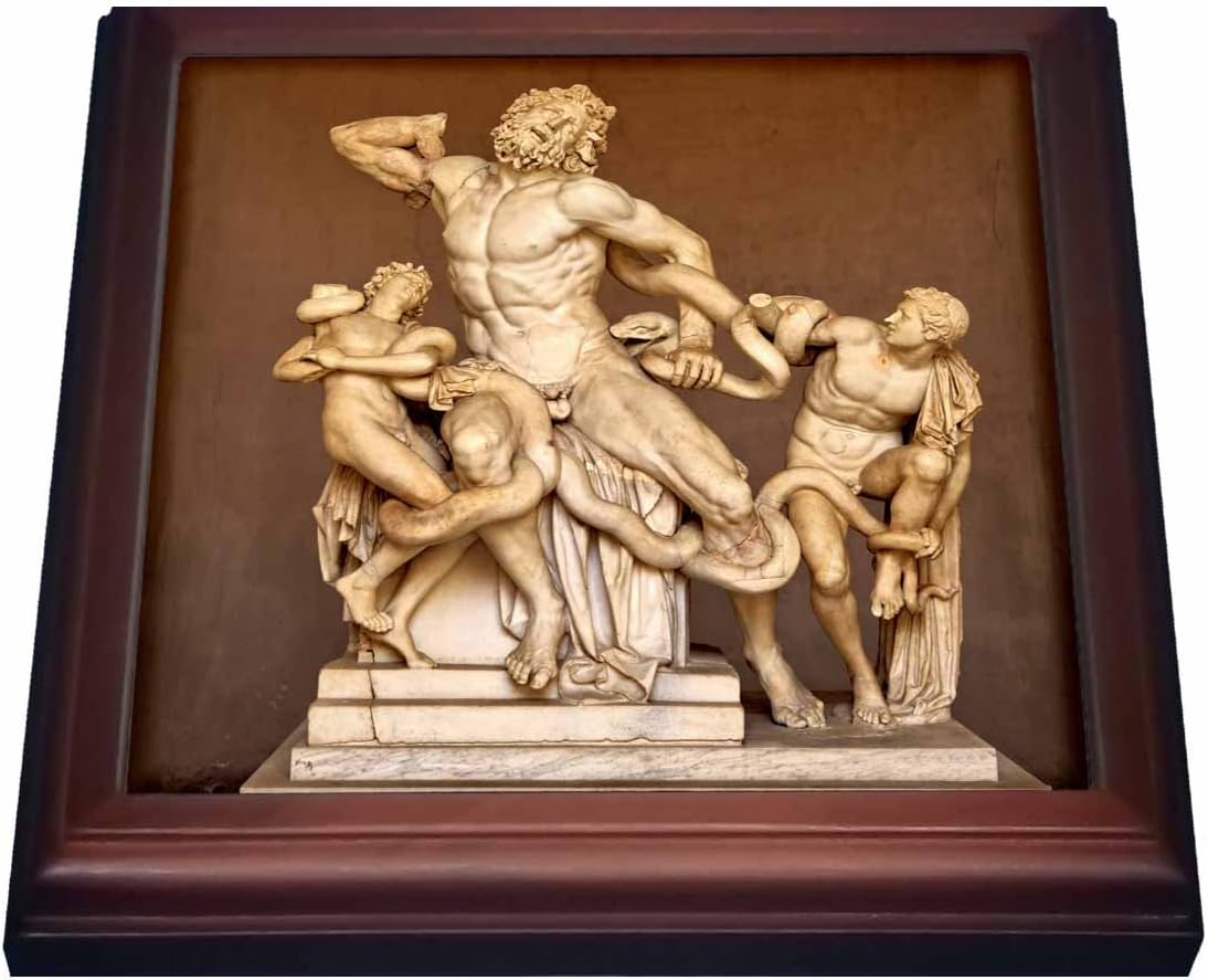 3dRose trv_236298_1 Laocoon & His Sons Sculpture Trivet with Ceramic Tile, 8 x 8", Natural