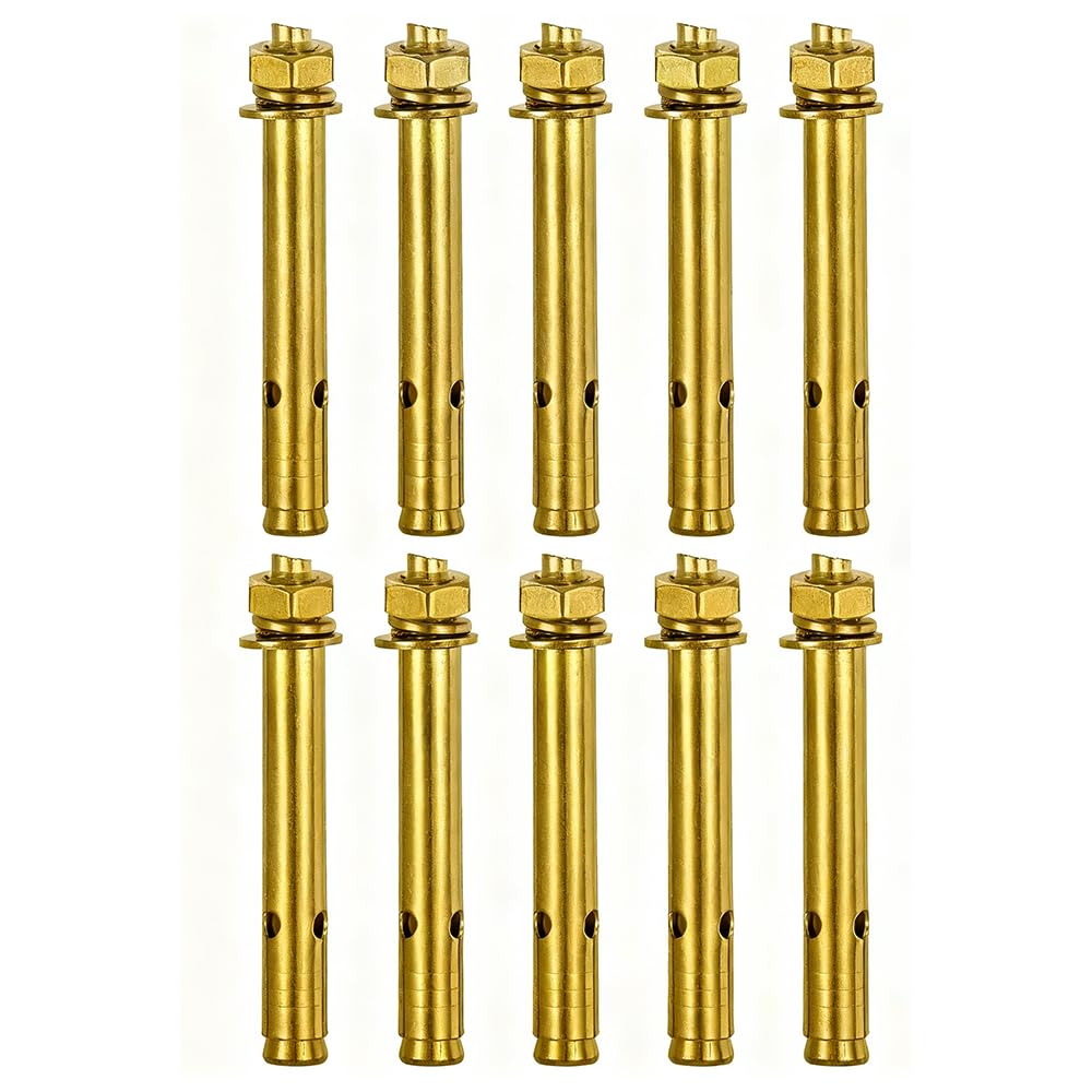 Crozgan 10Pcs M10 Heavy Duty Expansion Bolts,Hex Bolt Sleeve Anchor Bolts,External Hex Expansion Screw Bolt for Wall Fixings (M10*100mm)