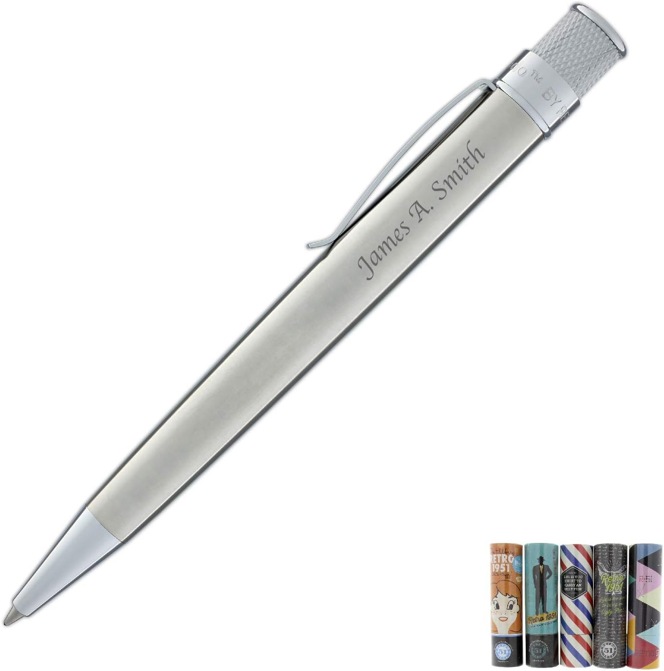 Retro 51 Engraved/Personalized Tornado Collection 'Stainless' Rollerball Pen - Custom Engraving VRR-1315