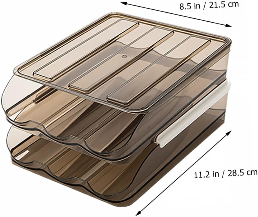 2-layer Plastic Egg Storage Box with 36-count Capacity Rolling Refrigerator Egg Holder Organizer Tray for Kitchen Fridge