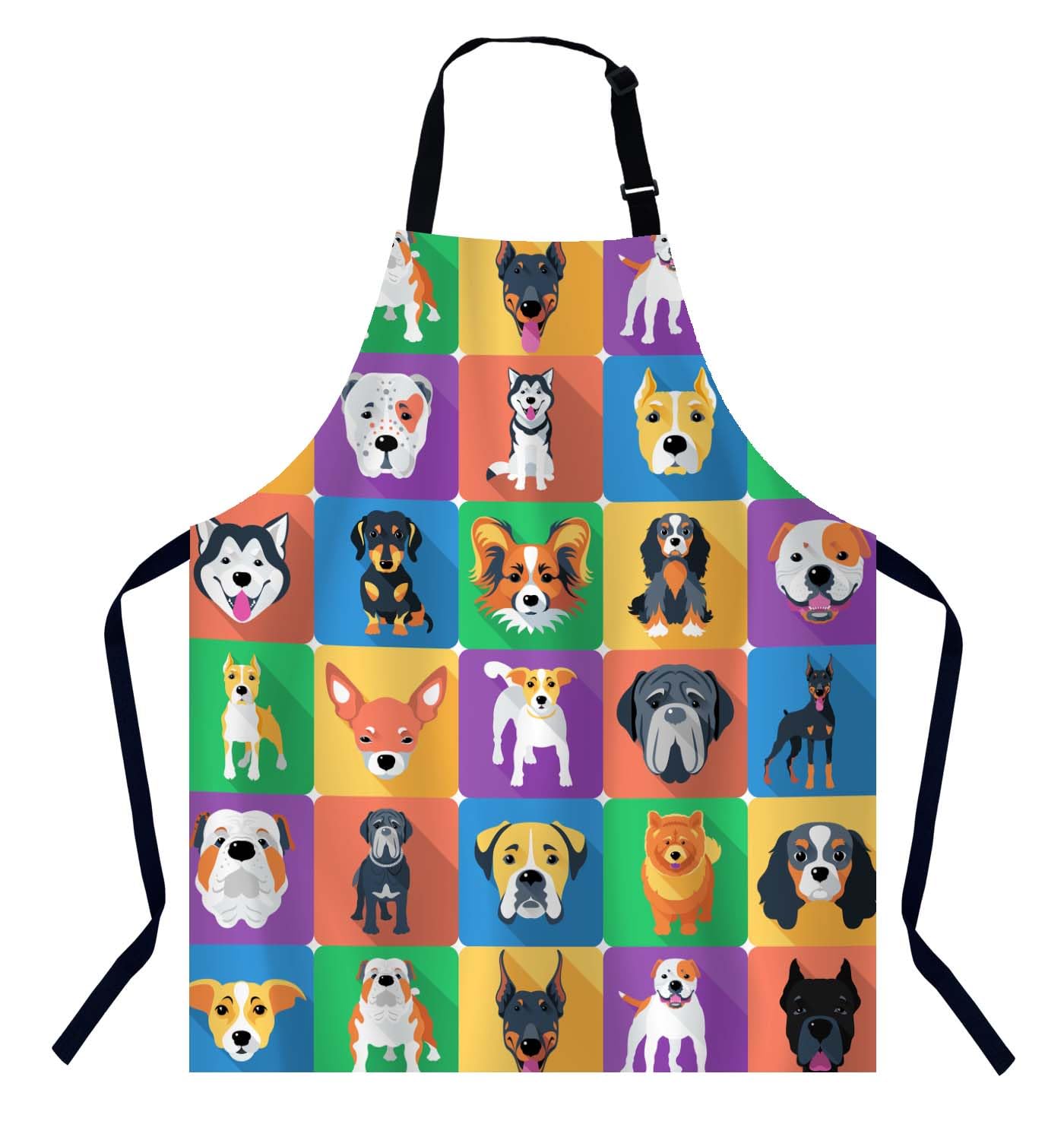Bgbdeia Women's Dogs Kitchen Apron For & Men, Adjustable Chef Apron For Cooking & Baking