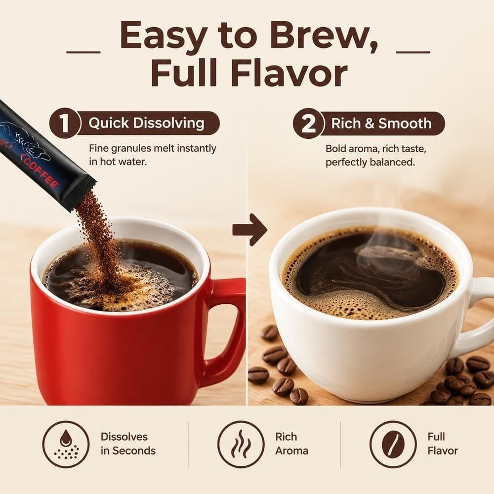 Café negro instantáneo, 50 barras, 100 g