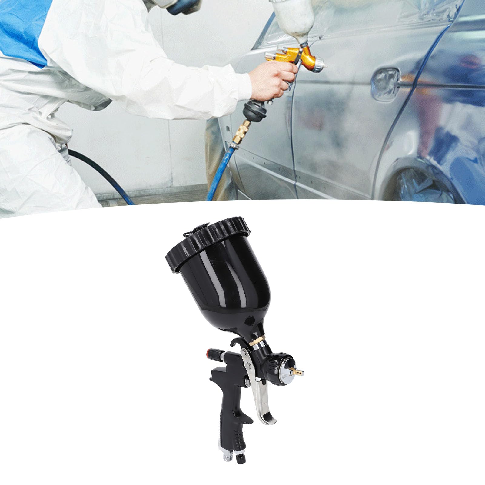 Kfz-Lackierpistolen-Set, Aluminiumlegierung, 1,3-mm-Düse, Ideal für die Ausbesserung von Fahrzeugen und Möbeln