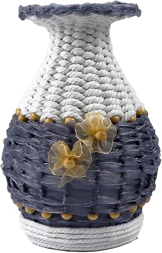 Miniatura 4 de 30GO - Juego de 2 jarrones de cuerda de hilo de nieve rústico hechos a mano, tejidos a mano para decoración del hogar rural, granja moderna, sala de