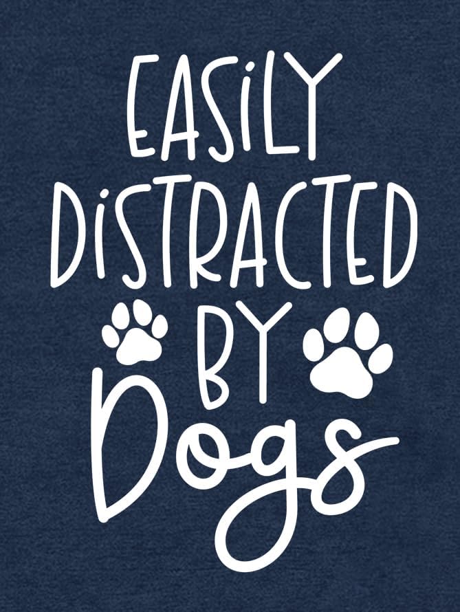 Women Dog Shirts Easily Distracted by Dogs T-Shirt Dog Mom Paw Print Tee Tops - Image 6