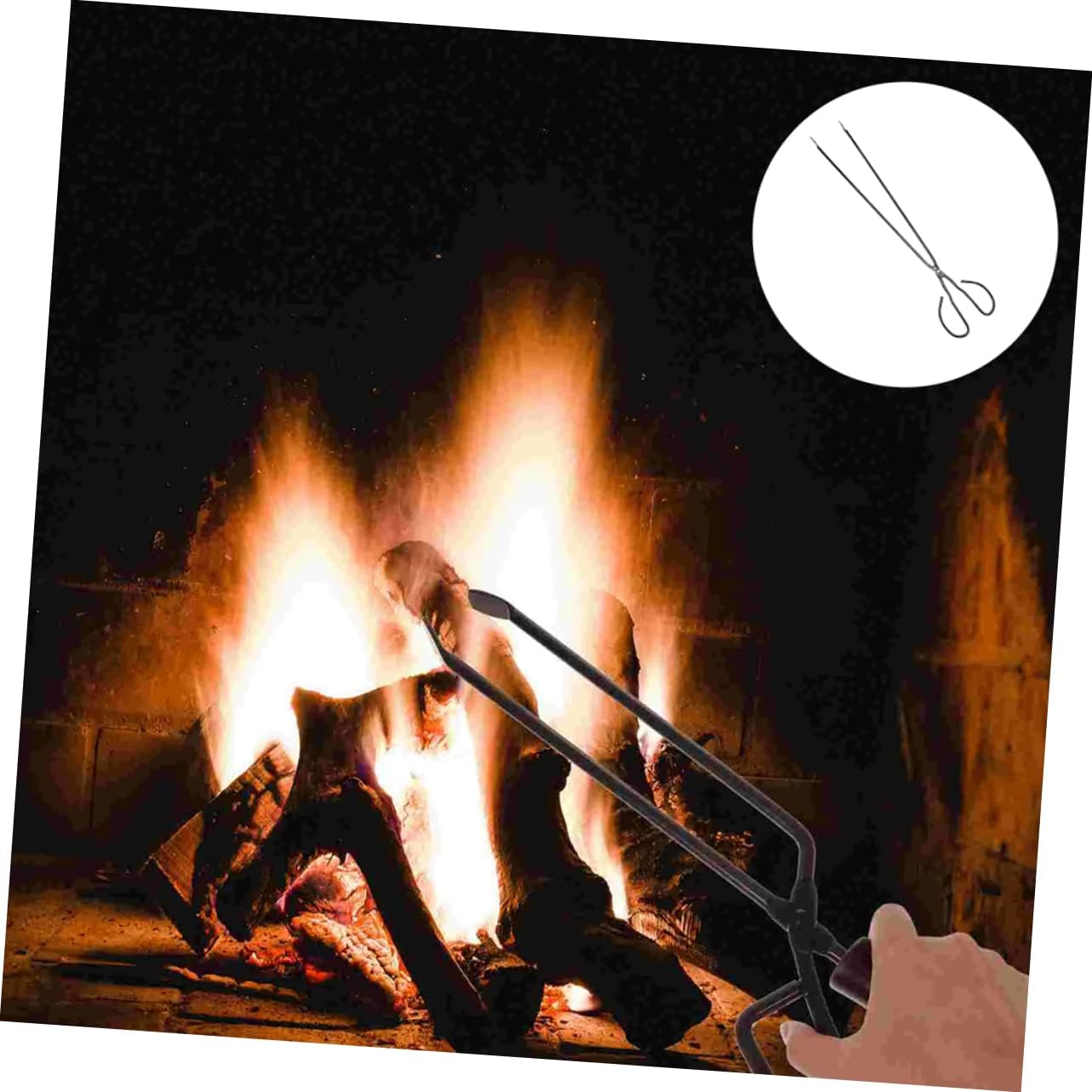 Amosfun 2pcs Extended Fireplace Tongs Long Bbq Tool for Outdoor Cleanup Cleaning Picker Big Head Clips for Camping Picnics and Family Gatherings