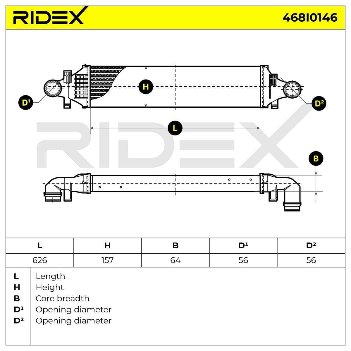 RIDEX 468I0146 Intercooler Compatible con MERCEDES-BENZ Clase A W176