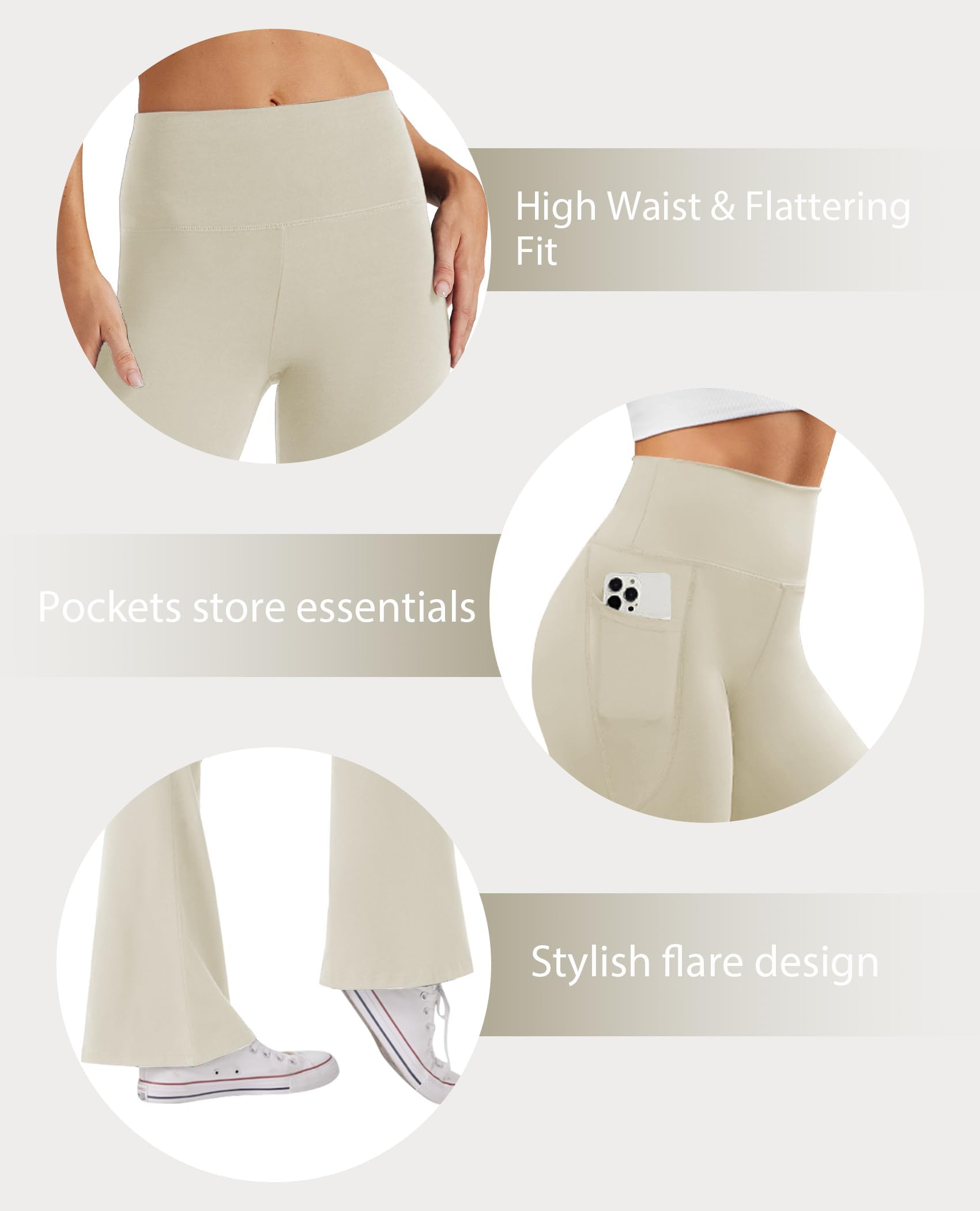 Glacspyg Pantaloni Yoga Donne con Tasche Tempo Libero Pantaloni Jogging Vita Alta Pantaloni Sportivi Elastici Wide Bootcut Jazzpants