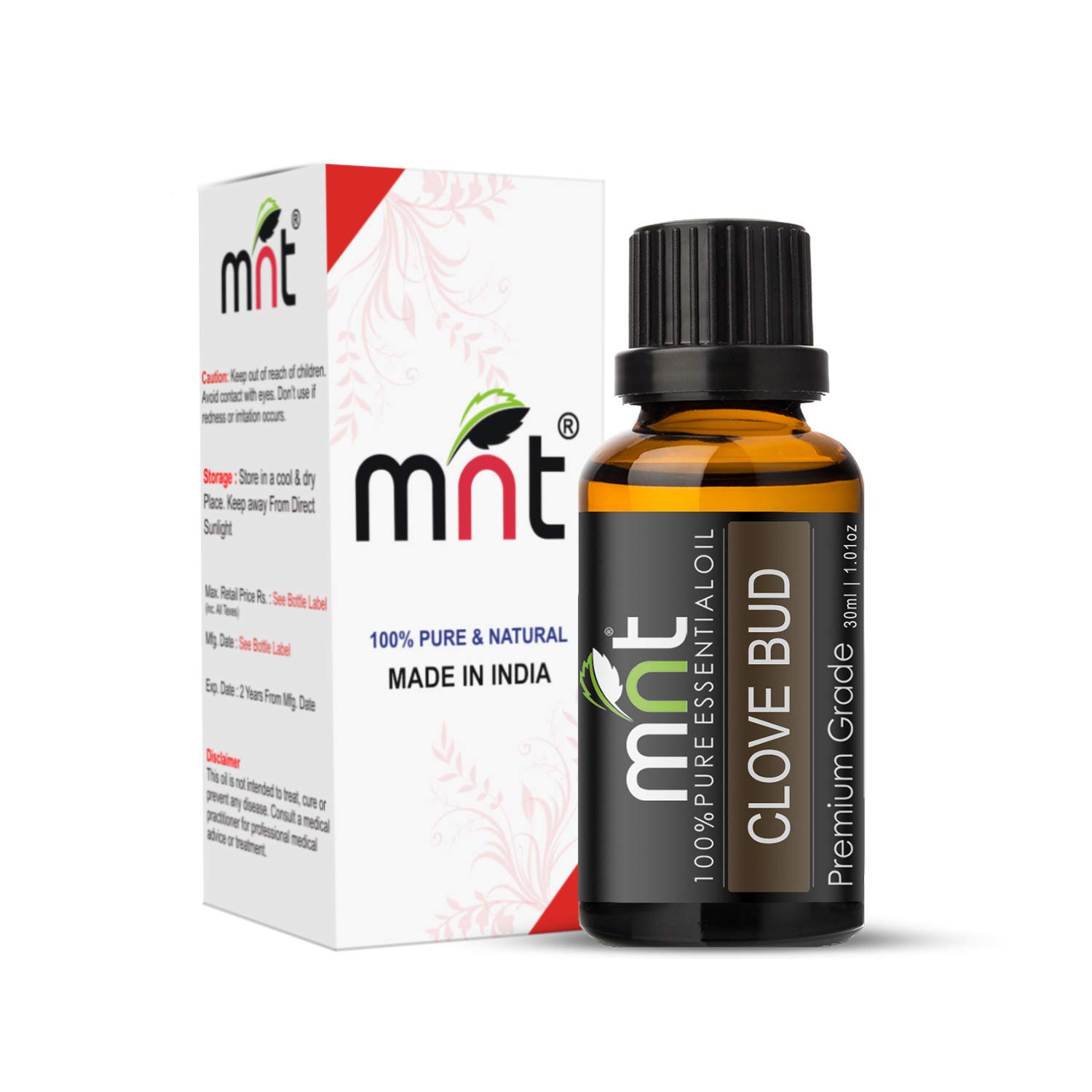 MNT Clove Bud Essential Oil (30ML) 100% Pure Natural & Undiluted,Therapeutic Grade For Teeth,Hair and Skin