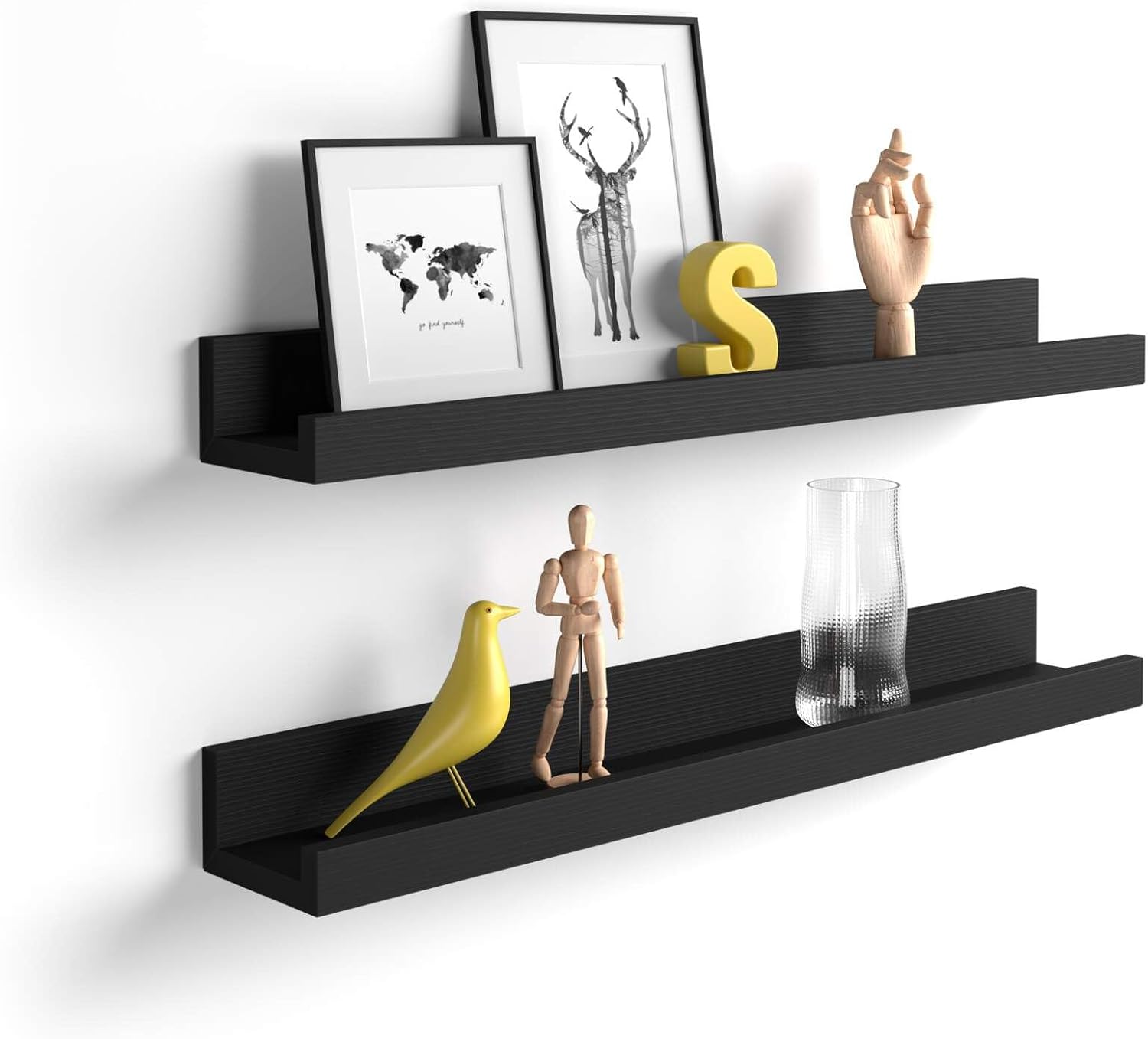 Mobili Fiver, Set of 2 First Picture Shelves, 31.49 in, Pearled Elm, Made in Italy
