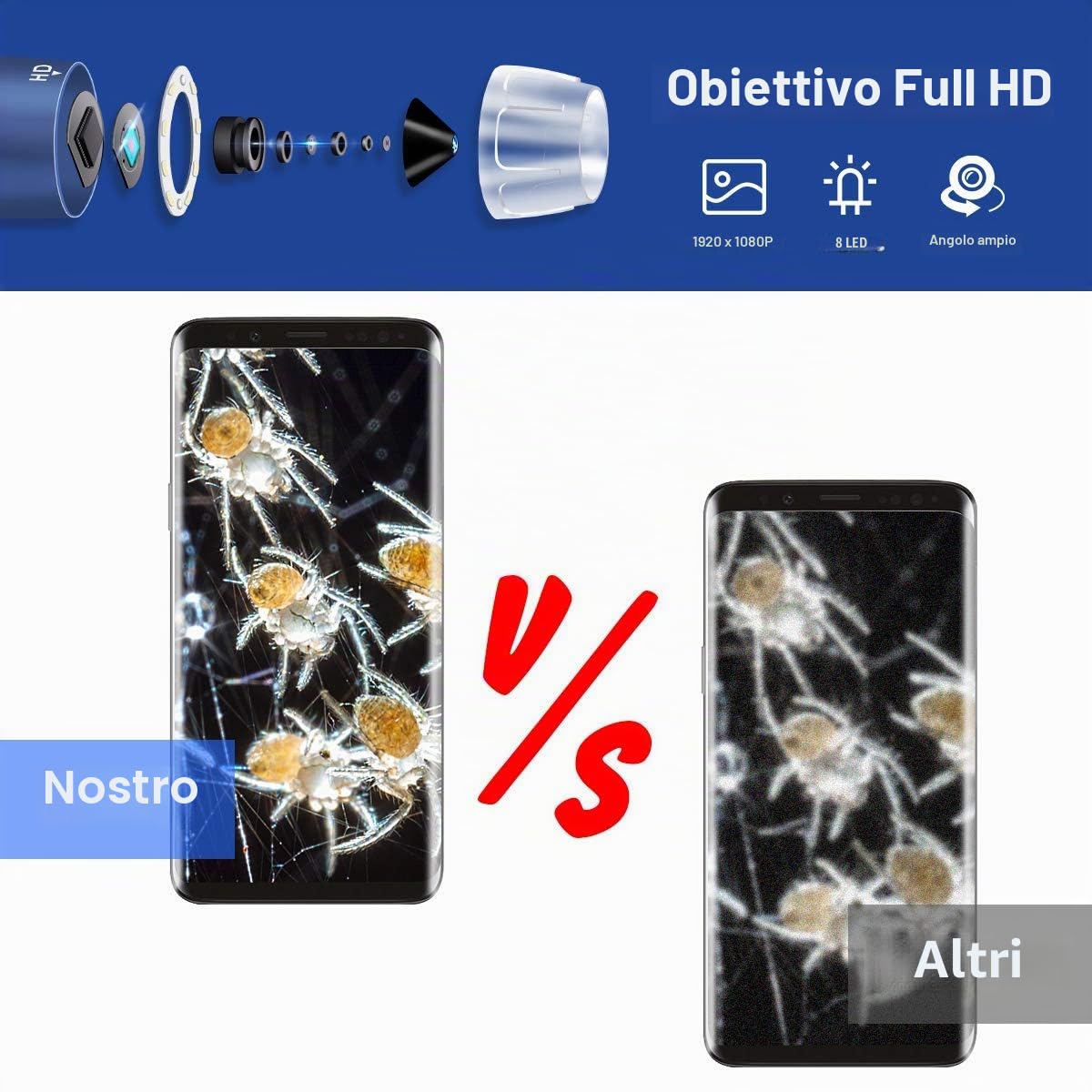 Jiusion Microscopio digitale USB HD 2MP 40-1000X Fotocamera per endoscopio con ingrandimento portatile con 8 LED Supporto stabile in lega di alluminio per OTG Android Mac Windows 7 8 10 11 Linux