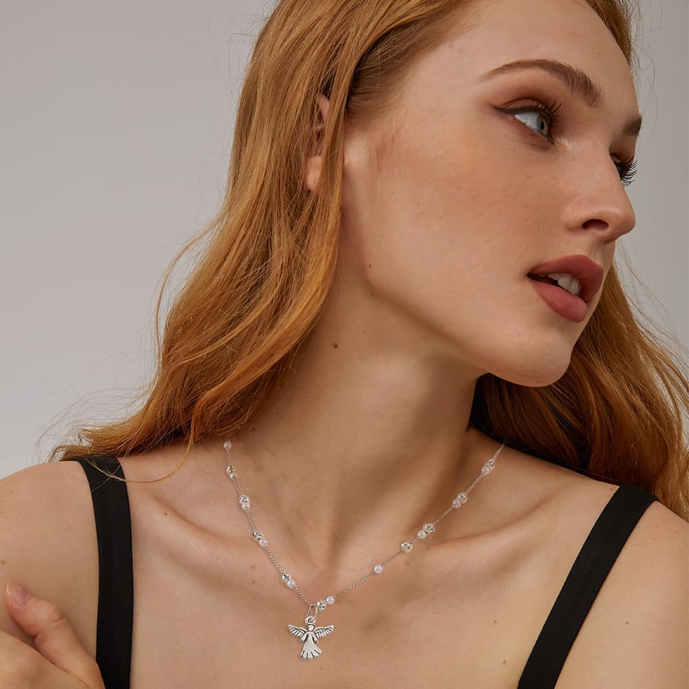 DICOSMETIC 80Pcs Angel Charms Pendants Small Guardian Charms Metal Religious Charm Antique Silver Tibetan Charm for Bracelet Necklace Earring Jewelry Making, Hole: 2mm - Image 5