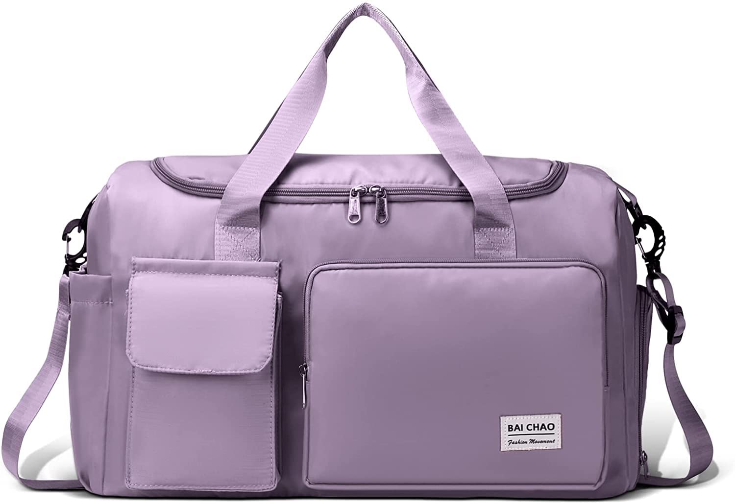 Gym Travel Bag, Large Waterproof Sports Duffel Bag with Shoe Carrier Training Tote Swimming, Yoga, Hiking and Camping for Womens (Voilet)-image-28