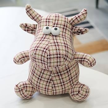Amazon.co.jp: 創意的な個性的な大目網赤牛のぬいぐるみの置物牛の