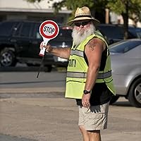 Vista 4 de iplusmile Luz de estacionamiento LED recargable con señal de tráfico con placa de señal de parada de plástico duradero, advertencia de mano
