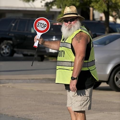 Miniatura 4 de iplusmile Señal de parada LED de mano recargable, varita de control de tráfico con correa de muñeca, luz de advertencia intermitente para cruce,