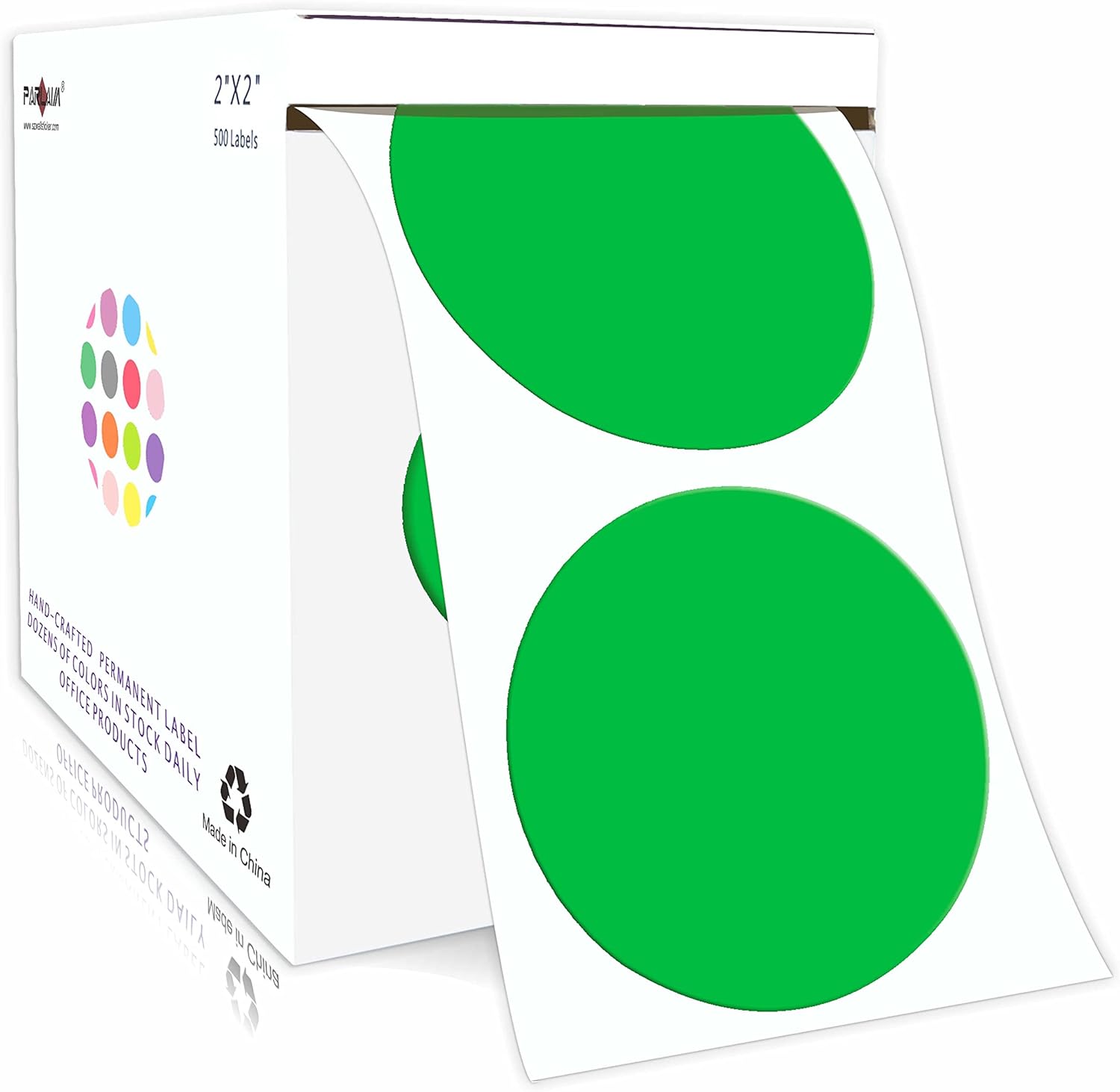 PARLAIM 2” Color Coding Labels Circle Dot Stickers ,500 per Roll Round Permanent Adhesive Color Coding Dot Stickers for Inventory Office Home (Green) : Office Products