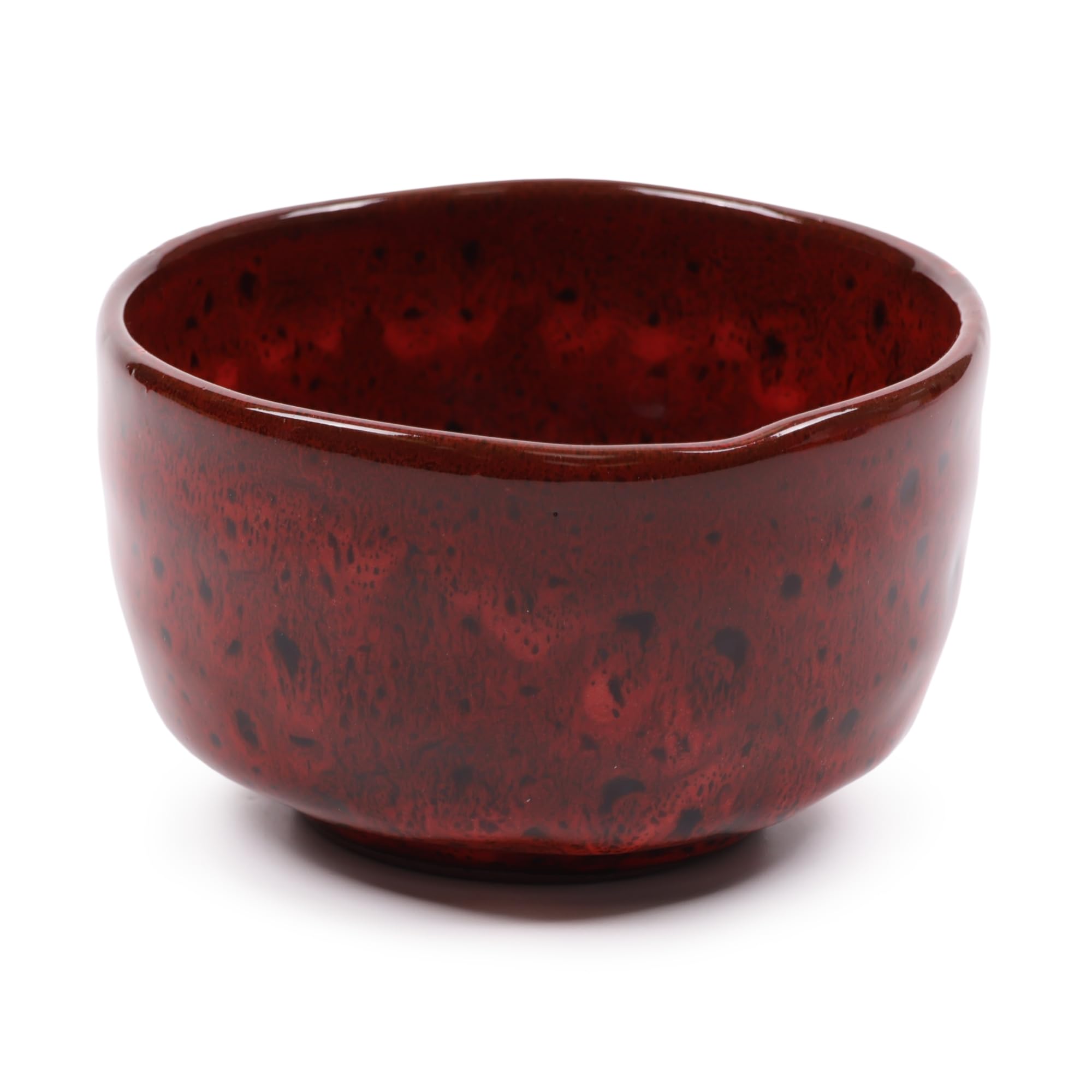 Bol à thé matcha BambooMN rouge foncé et noir pour cérémonie japonaise