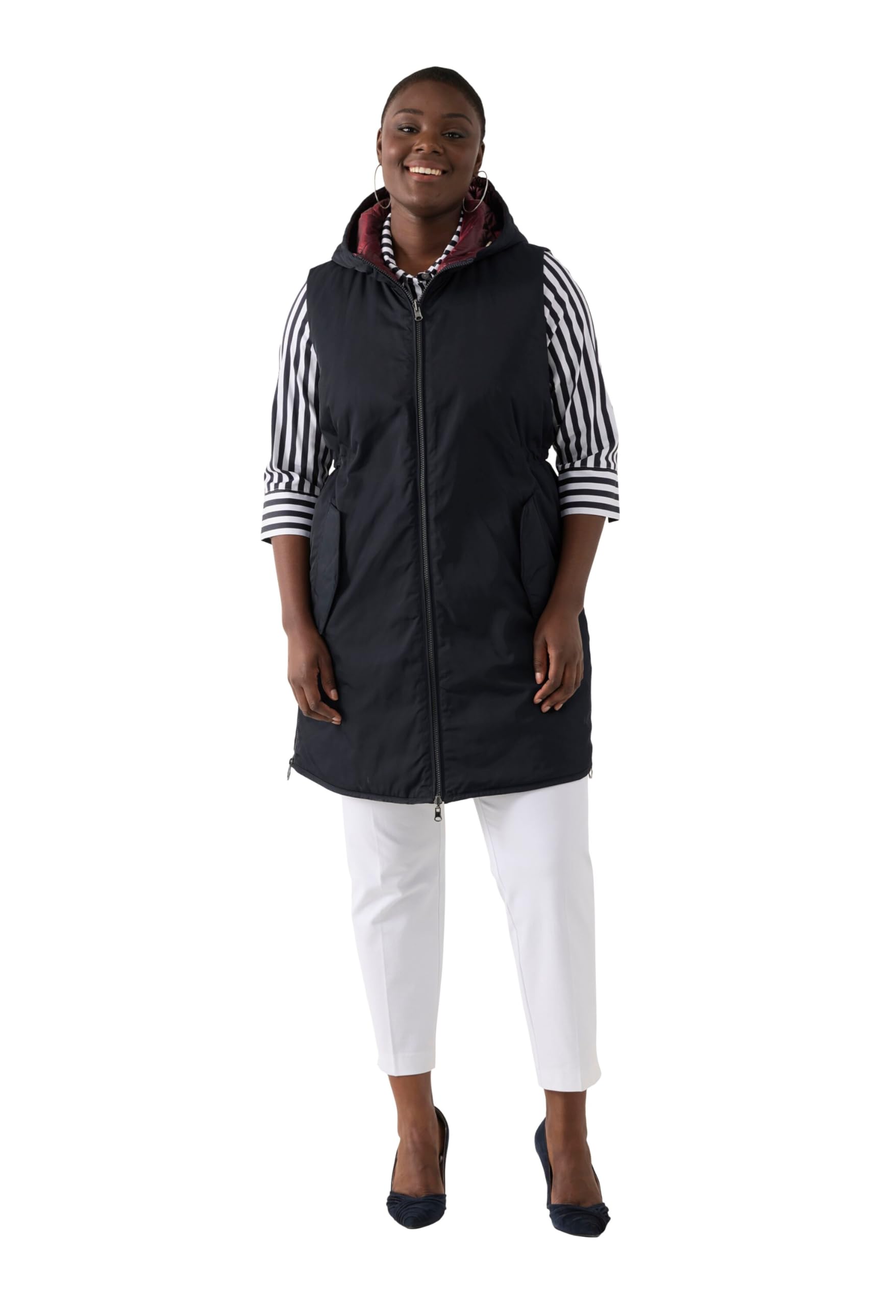 Ulla Popken Damen große Größen Übergrößen Plus Size Wendeweste, Tunnelzug, Rundhals, ärmellos 824798