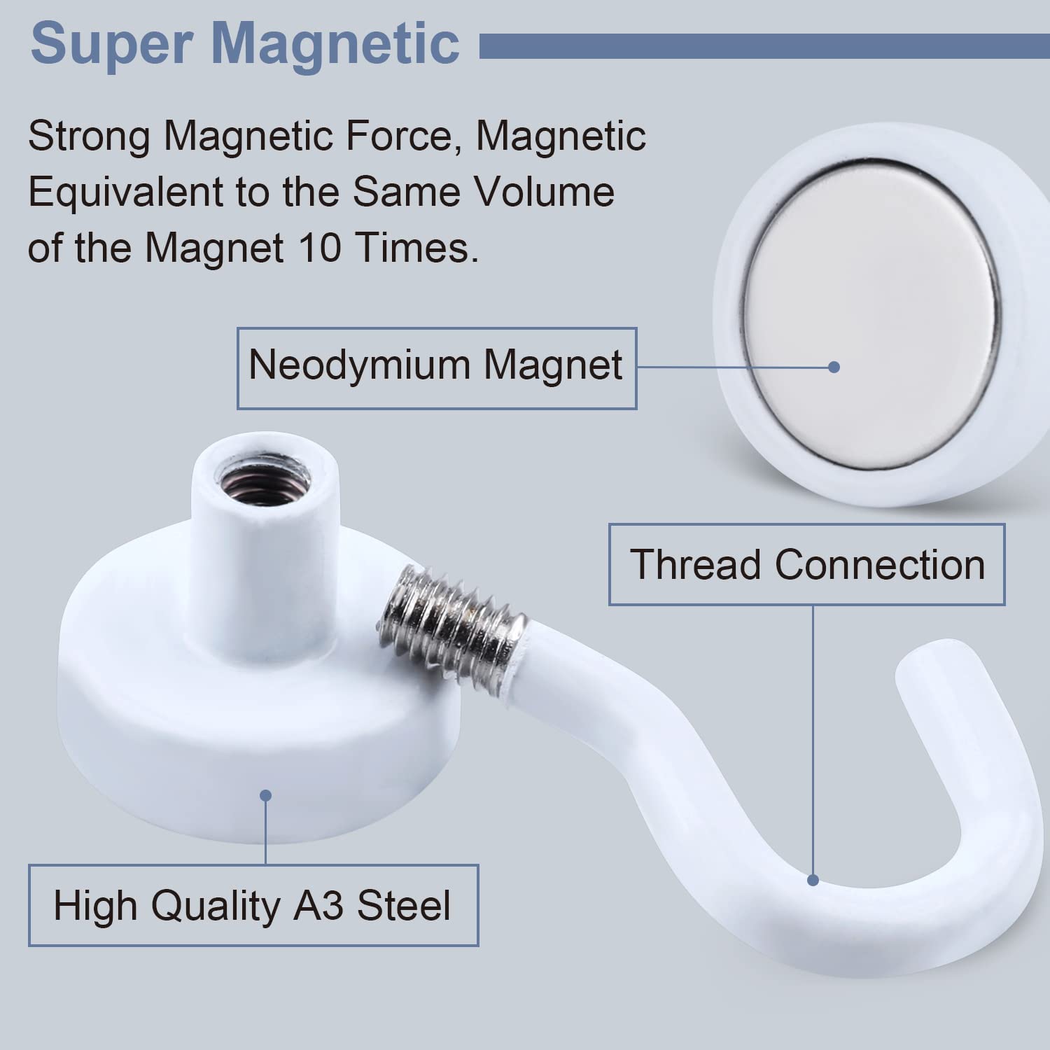 Heavy Duty Magnetic Hooks - Holds 30 lbs -4