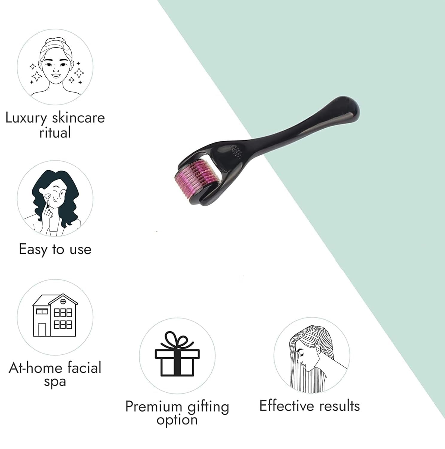 Episkey Professional Derma Roller 0.5 mm with 540 Titanium Micro-Needles for Hair Growth, Beard Activation, Skin Rejuvenation (0.5 mm, Derma Roller) with Scalp Massager Brush for Hair & Shampoo | Relaxing Head Massager with Soft Silicone Bristles 2