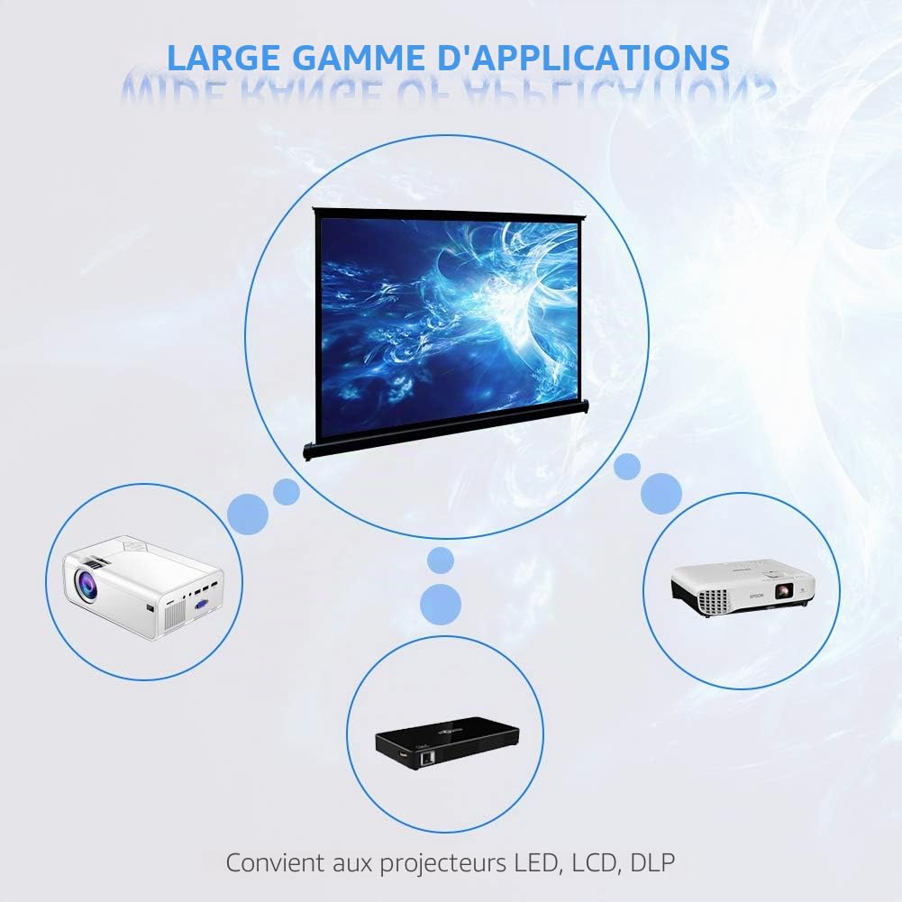 Cocar P1-SN50 Écran de Projection Portable de 50" pour projecteur LED/LCD/DLP Mini/Professionnel Style extractible Intérieur Extérieur Compatible 4:3/16:9