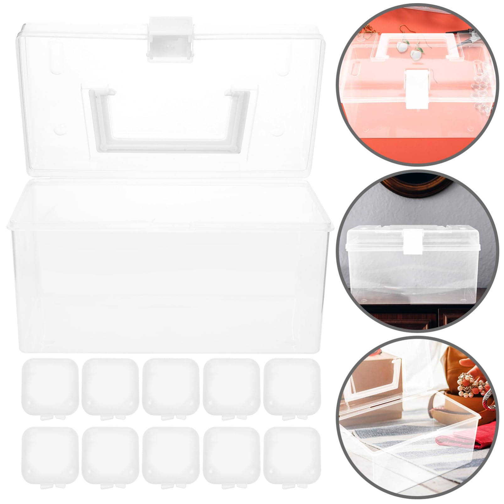 3juegos Organizador De Joyería Transparente Mini De Caja De Almacenamiento De Accesorios De Caja Para Pendientes y Resistente y Práctica