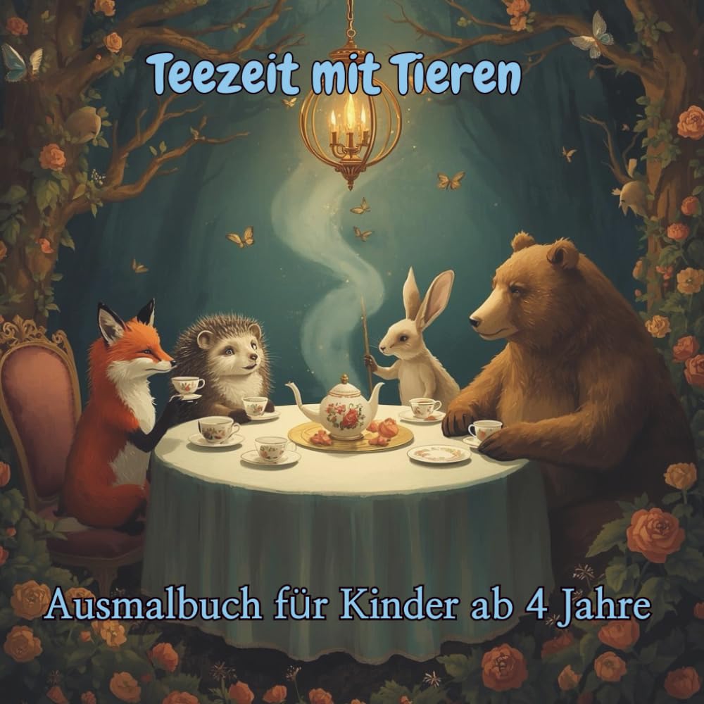 Teezeit mit Tieren Ausmalbuch für Kinder ab 4 jahre: 205 Seiten teetrinkender Tiere | Entspannendes Ausmalbuch für Kinder & Erwachsene