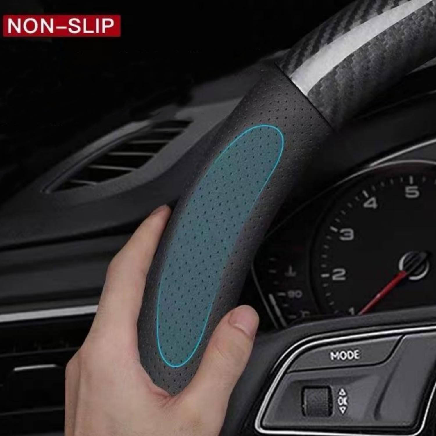 Car Breathable Steering Wheel Cover, Carbon Fiber Non-Slip Steering Wheel Protector, Wear -Resistant Steering Wheel Sleeve Anti-Slip Car Interior for Men, Black