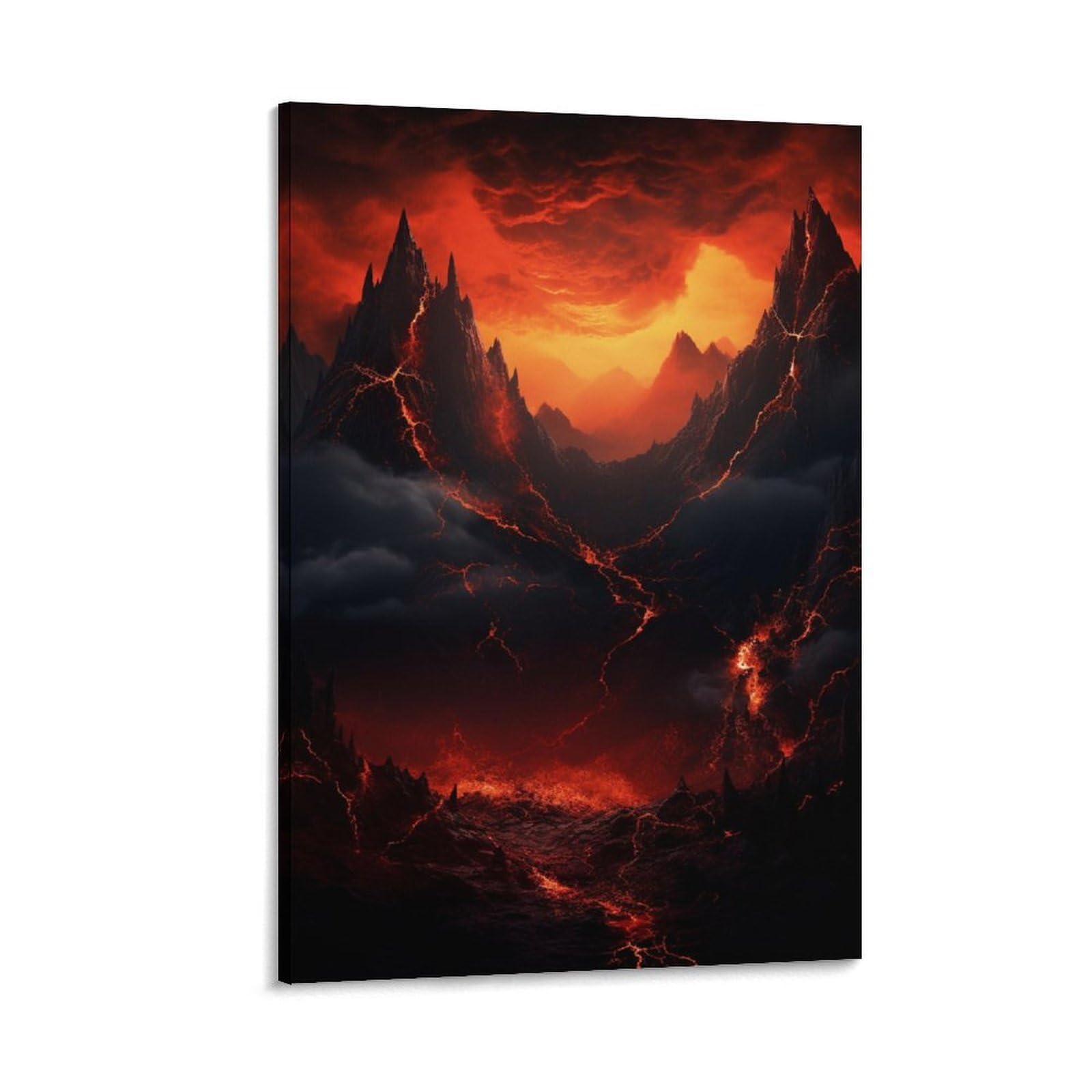 Foccar Frame-Volcano Landscape Volcano Landscape Printed Canvas Posters Natural Geography Burning Mountain Wall Decor For Living Rooms Bedroom Wall Art