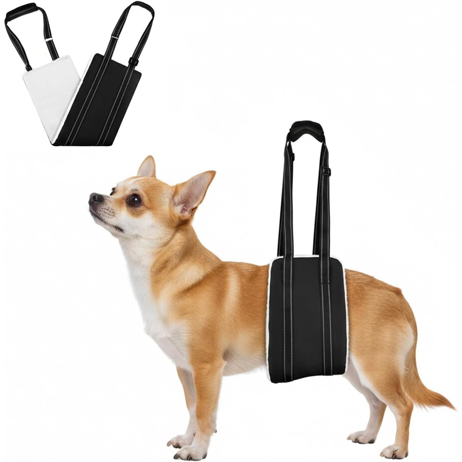 Gdrghe Dog Mobility Sling for Small Dogs Adjustable Lifting Harness With Handle, Back Legs Mobility Aid for Old Injured Dogs Cruciate Ligament Rehabilitation (Black M)