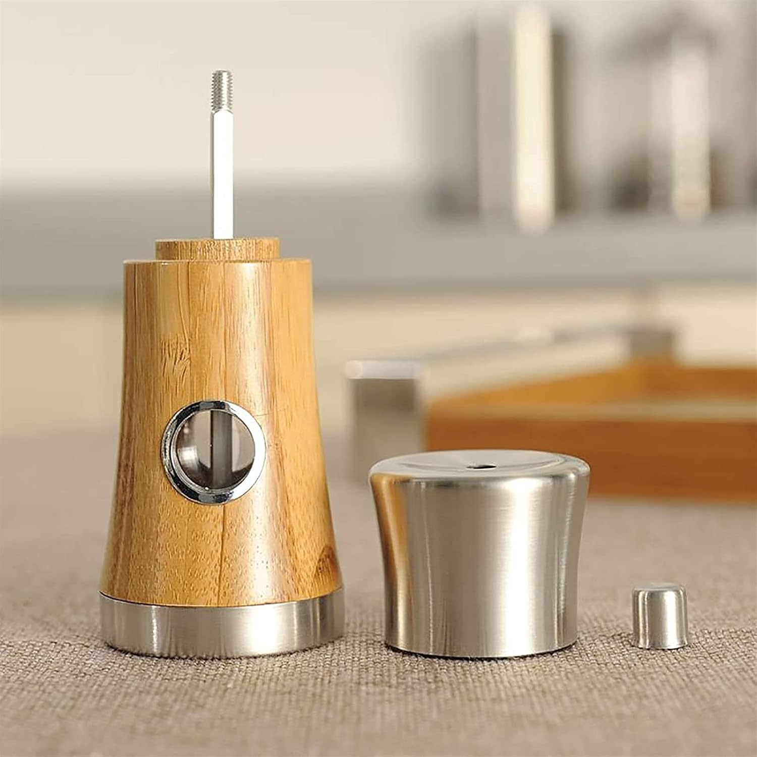 Wooden Salt and Pepper Grinder Set Refillable Organic Bamboo Adjustable Grain Size Pepper Mill and Salt Grinder Salt and Pepper Grinders Refillable Wood Pepper Grinder