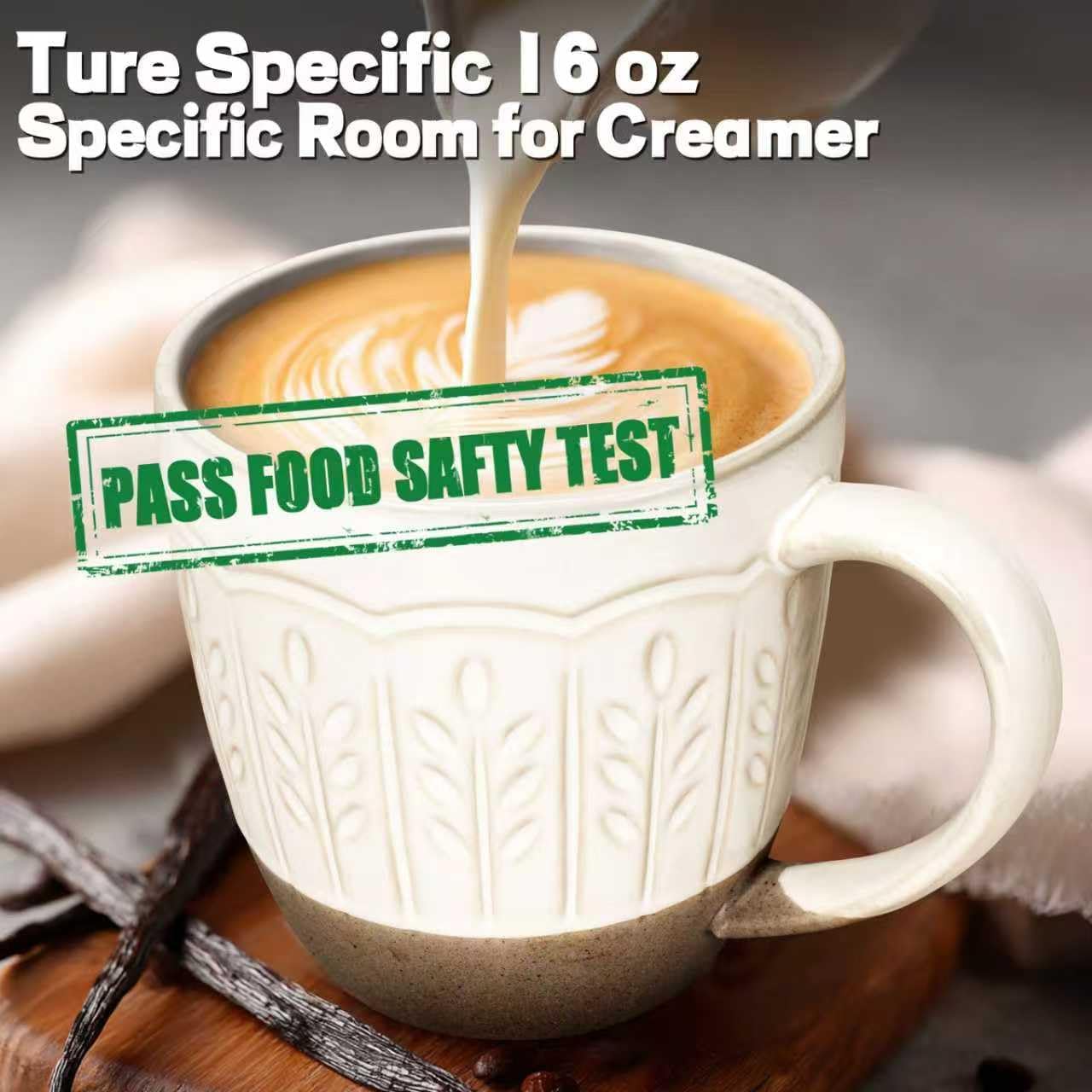 Artena Ceramic Coffee Mugs Set of 4, 16oz Embossed Large Latte Mugs Coffee Cups with Handle for Tea, Latte, Cappuccino & Cocoa, Milk Dishwasher & Microwave Safe, White (Wheat Leaf) - Image 8