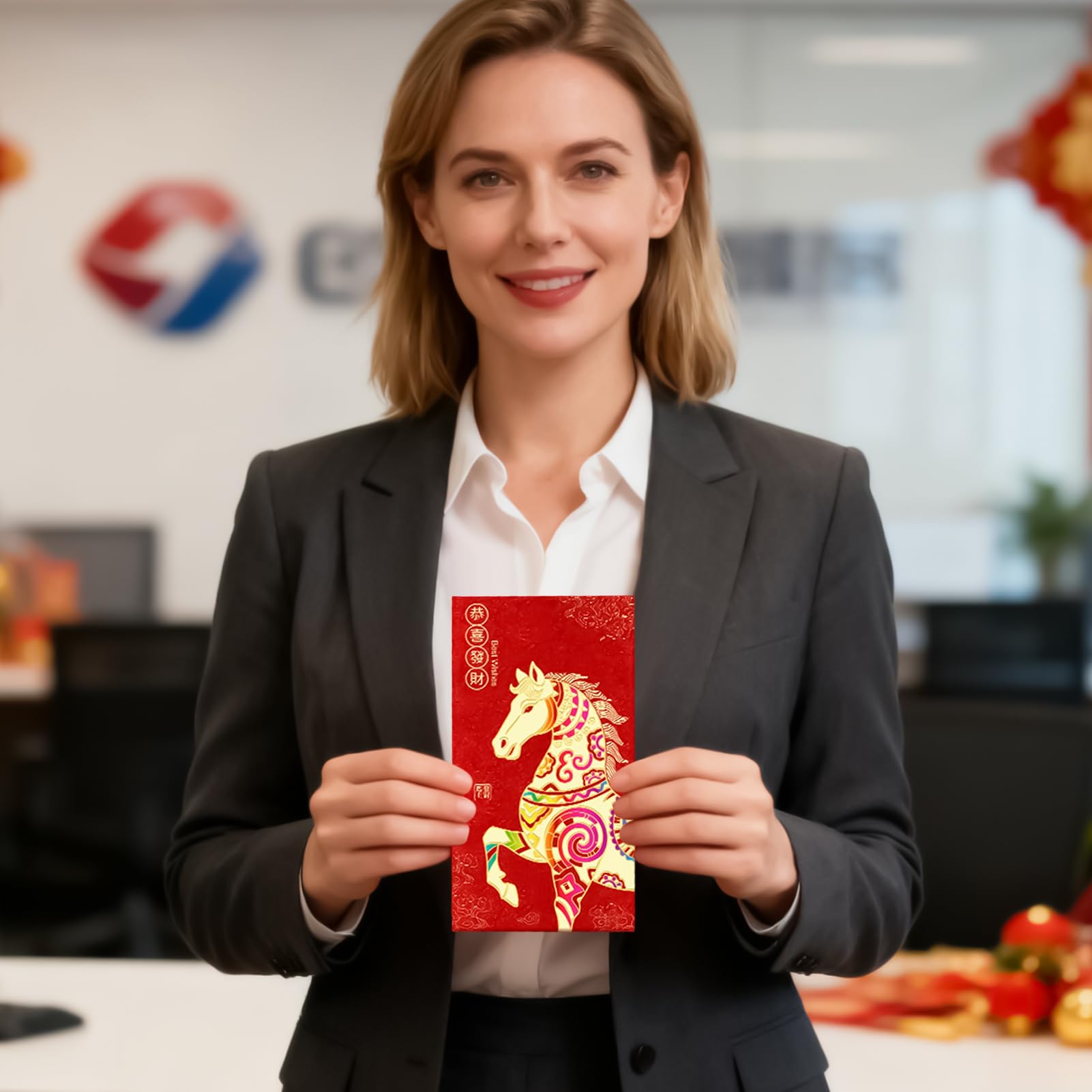 Enveloppe Rouge Chinoise Nouvel An Chinois 6 Pièces Grand 2026 Paquet Argent Rouge Feuille Année Cheval