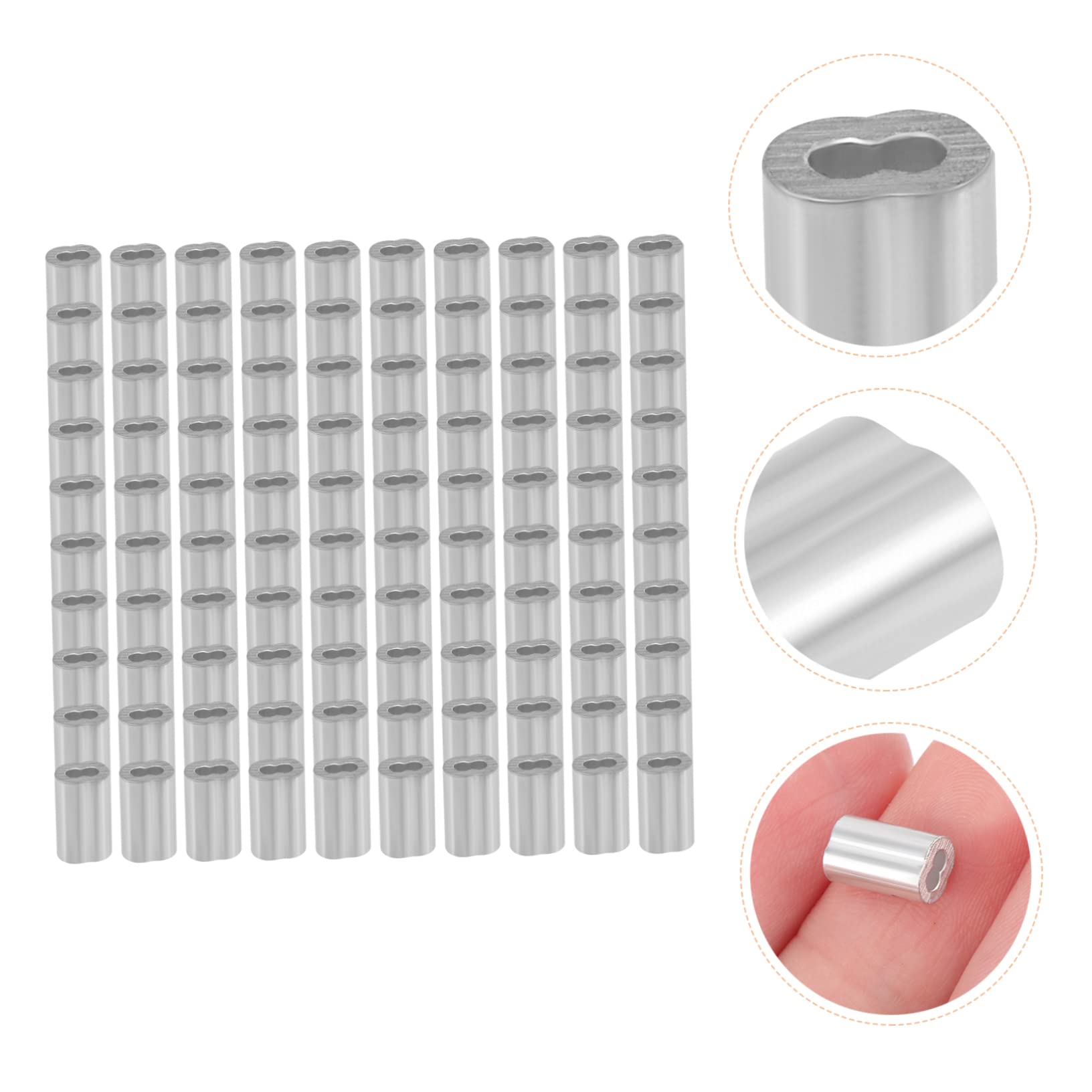 SOLUSTRE 100pcs Fishing Aluminum Crimp Loop Sleeves for Wire Rope Easy to Use Steel Rope Fittings
