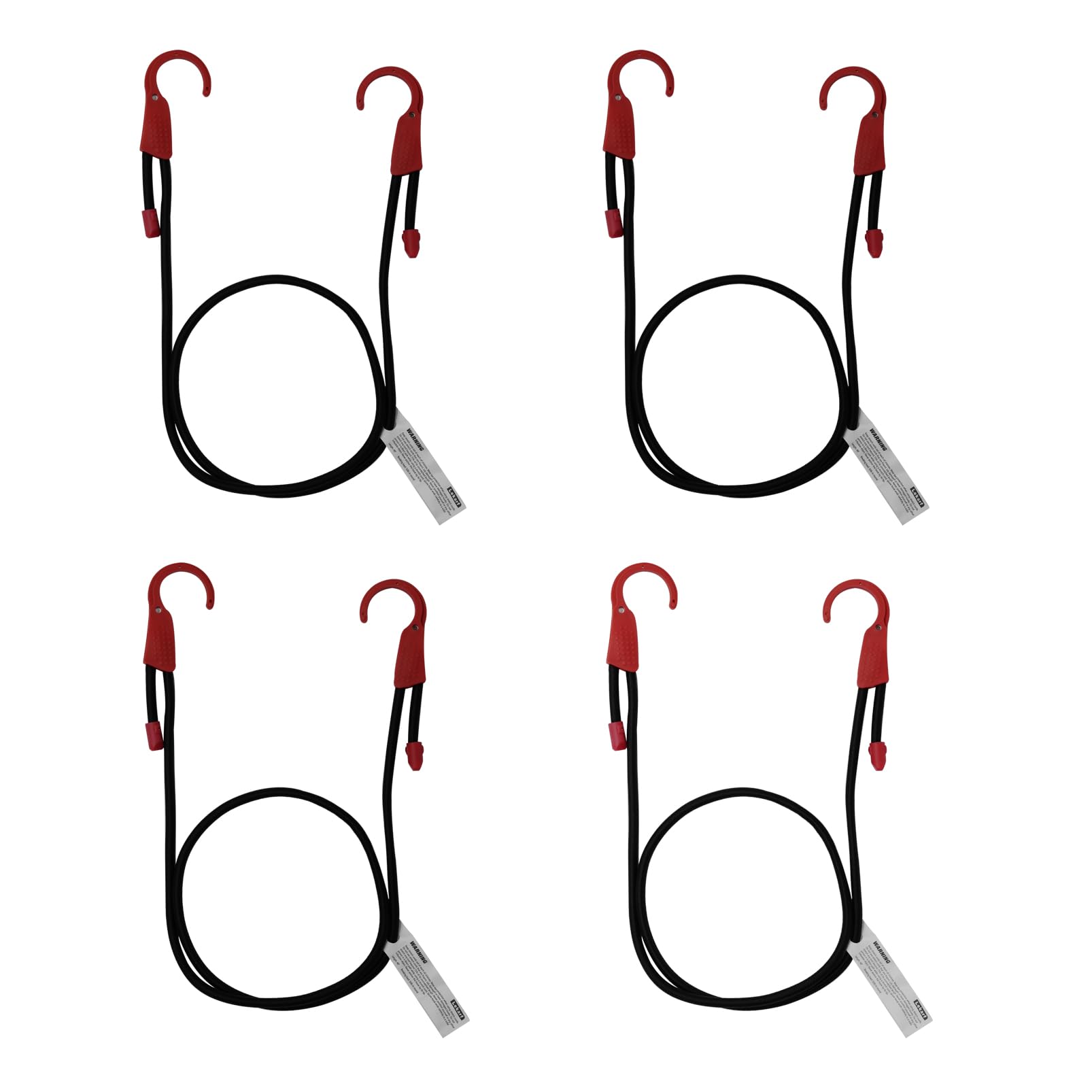 Lekarf Adjustable Bungee Cords, 4PC Pack 48 inch Elastic Cord with Anti-Slip Pirate Big Hook, 65LBs Tensile Force Bungee Ropes for Bike, Motorcycle Luggage Security and Other Outdoor Applicaton