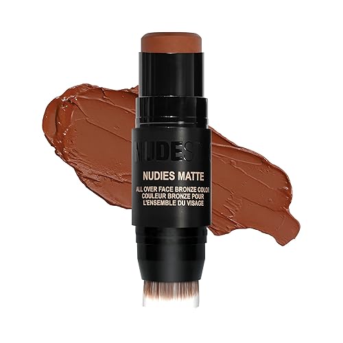 Nudestix Nudies Crema bronceadora mate 3 en 1 para todo el rostro, ojos y labios con cepillo de mezcla (arce profundo Eh) disponible en Yaxa Venezuela