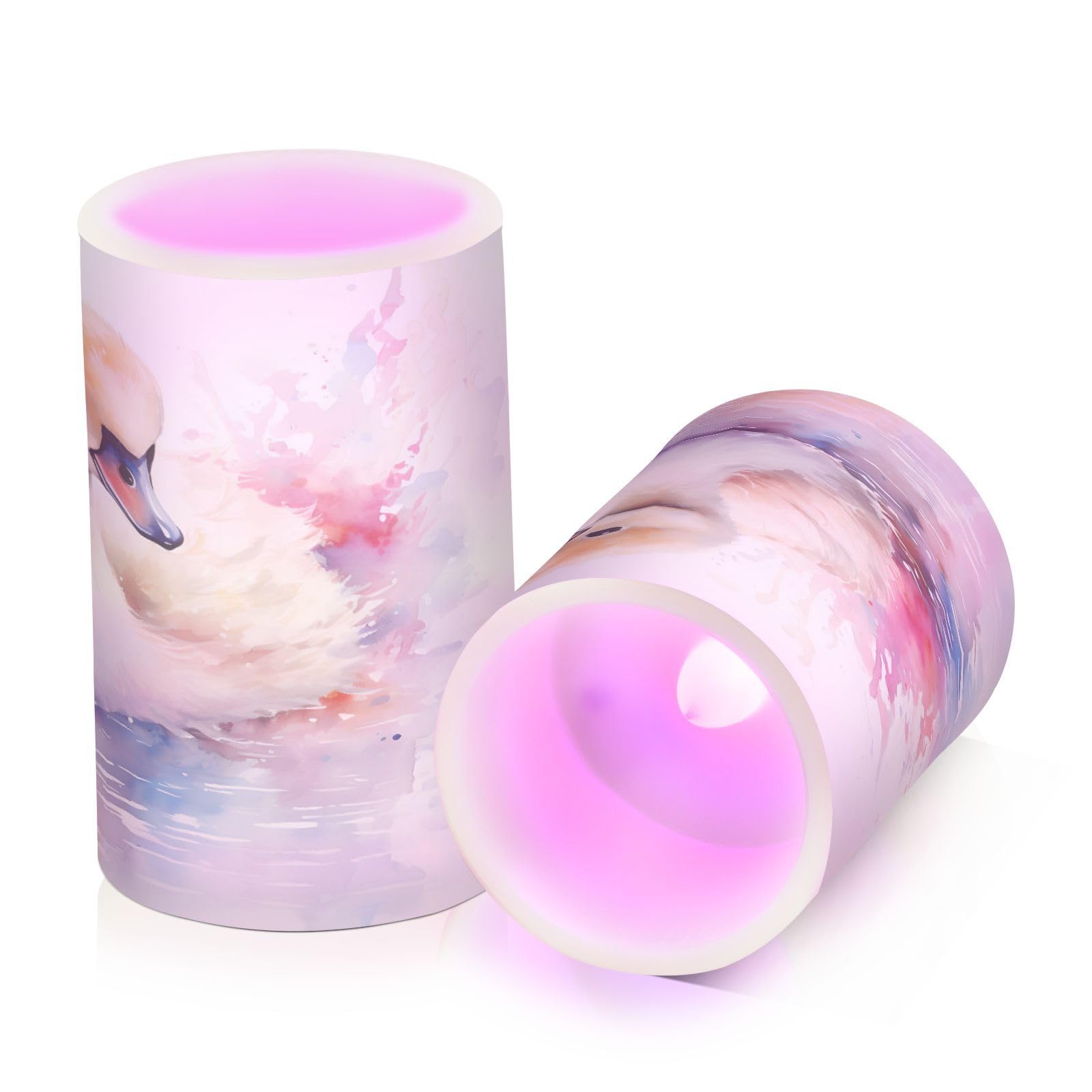 ALAZA Cute Small Duck (2) Flickering Flameless Candles Battery Operated with Remote Timer,Tea Light Candles LED Pillar Votive Candles Set of 2 for Outdoor Indoor Decorations