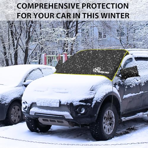 Image of Windshield Cover for Ice and Snow,【Newest Durable 600D Oxford Fabric for Efficient Protection】Windshield Snow Cover Against Frost with Straps & Side Panels, Fit for Most Cars, SUVs & Trucks (68 inchx42 inch)