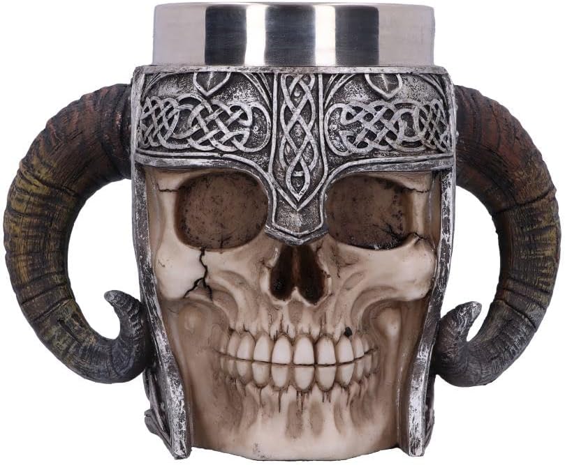 Nemesis Now B2091F6 Viking Skull Tankard Mug 16cm Brown