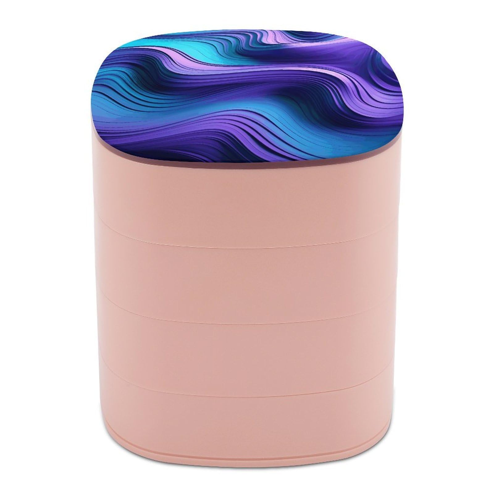 VstaDank Wavy Purple Jewelry Box 360° Rotatable Jewelry Organizer 4 Layers Jewelry Case with Lid Fashion Portable Earring Holder for Bracelets Rings Bracelets Vanity