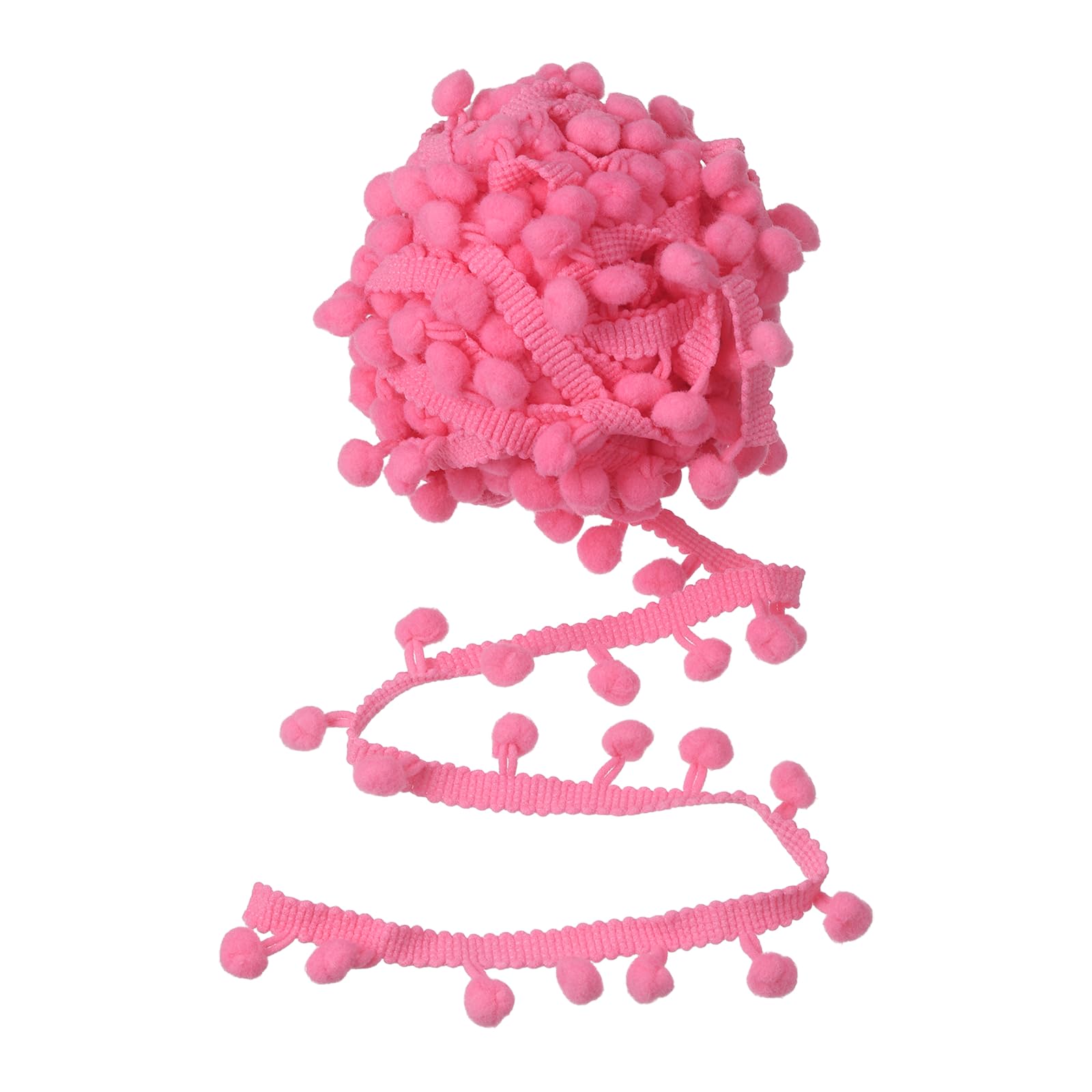 sourcing map Pom Pom Ball Fringe Trim, 8 Yards Pom Pom Ribbon Fringe Tassel Trim Tassel Sewing DIY Crafts Accessory for Lamp Shade Dress Curtain Clothes Pillow Home Decoration, Dark Pink