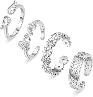 Toe Rings for Women,Silver Plated Stylish Adjustable Toe Band Rings, Summer Beach Foot Jewelry - Perfect for Vacation, Daily Wear