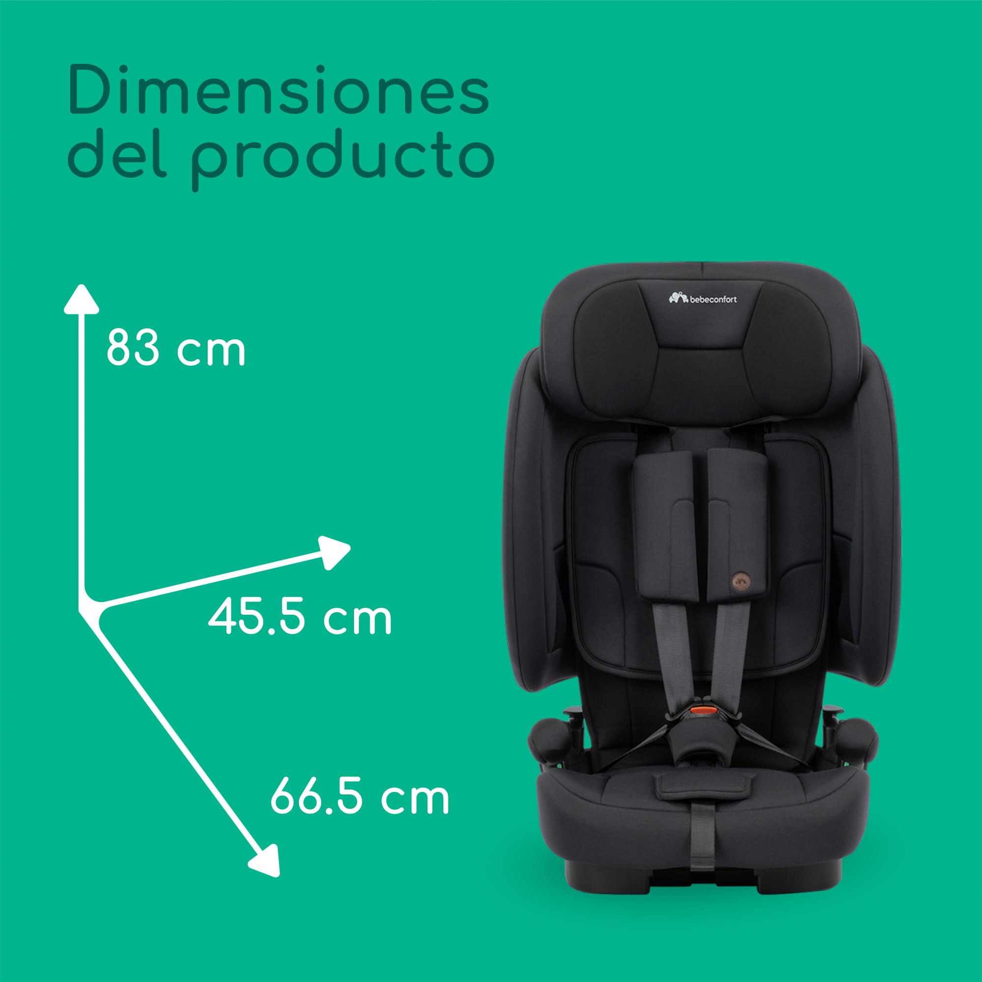 Bebeconfort Ever & Go i-Size, Silla Coche Evolutiva, 15 meses-12 años, 76-150 cm, Silla Coche Plegable de Viaje ISOFIX, Compacta y Ligera (5kg), 15 Posiciones Reposacabezas, Full Black